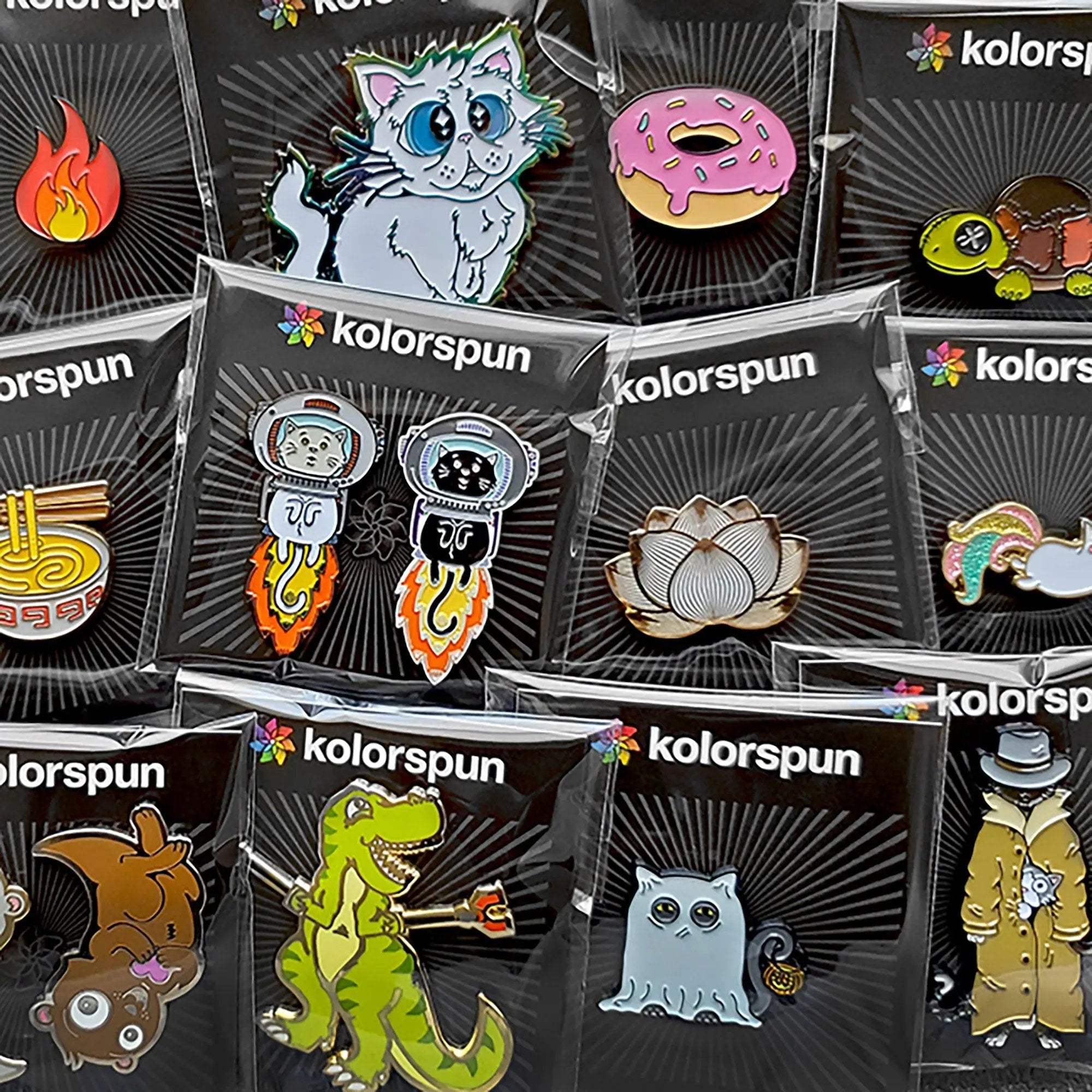 Kolorspun Chip Punk Chipmunk pin featuring a colorful, cartoon-style chipmunk design on a metal pin back.