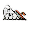 Kolorspun "I'm Fine" boat pin featuring a colorful boat design, perfect for wearable accessories and casual fashion statements.