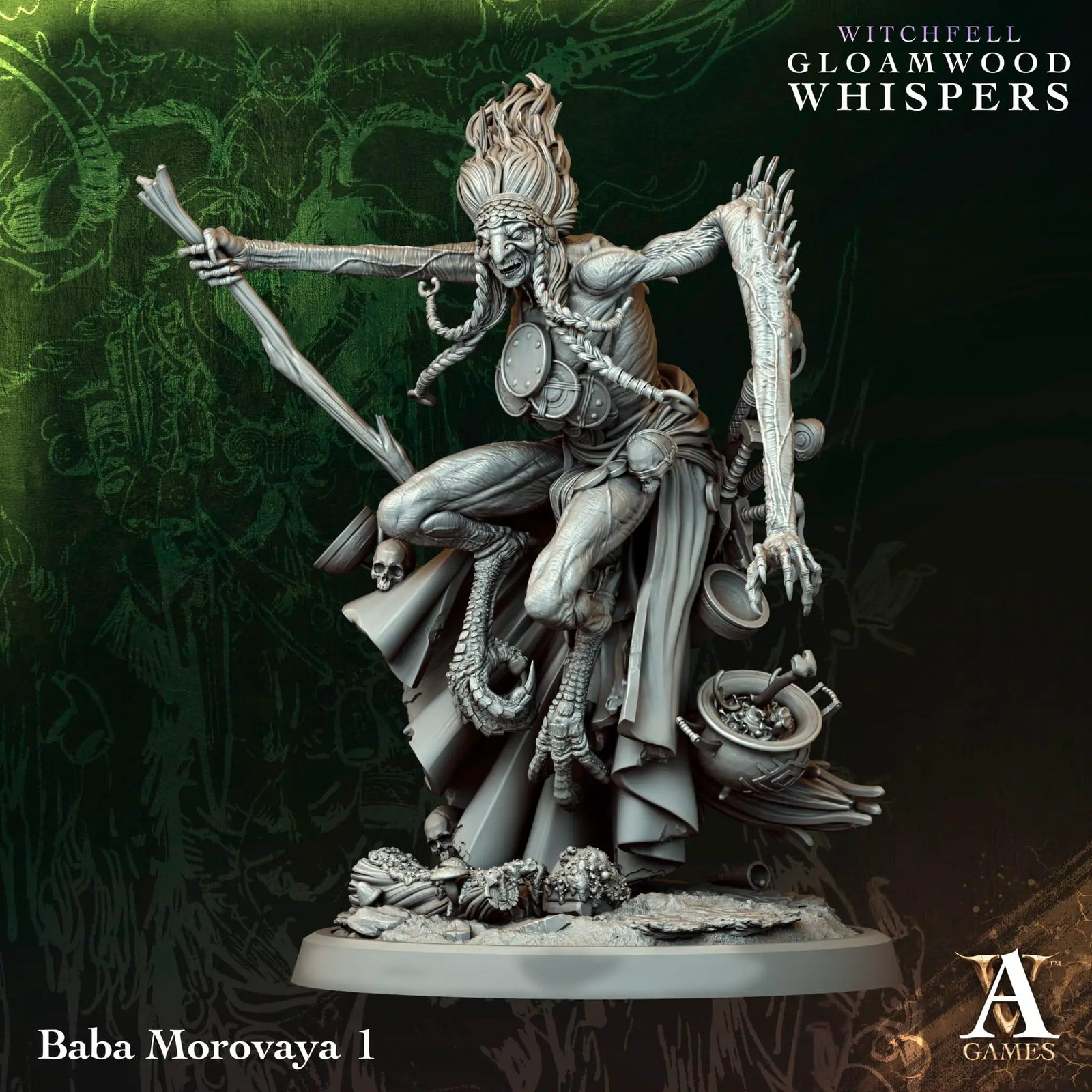 3D printed Baba Morovayas figurine by Archvillain Games, detailed miniature from Last Hope Miniatures collection.