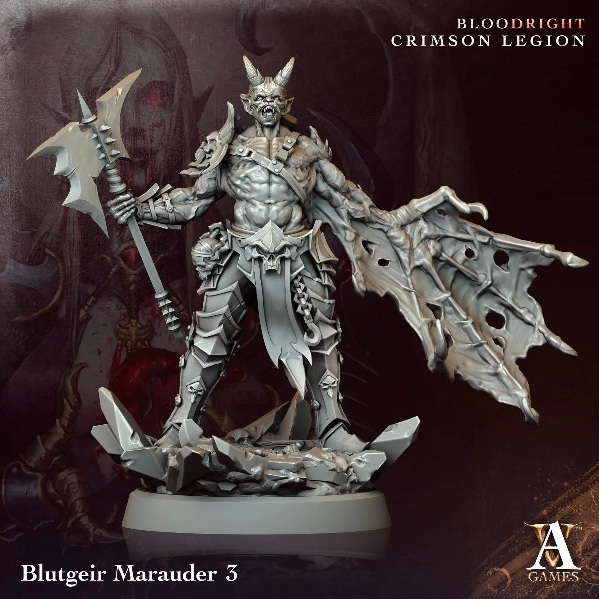 3D printed Blutgeir Marauders miniature by Last Hope Miniatures for Archvillain Games, detailed fantasy warrior figures.
