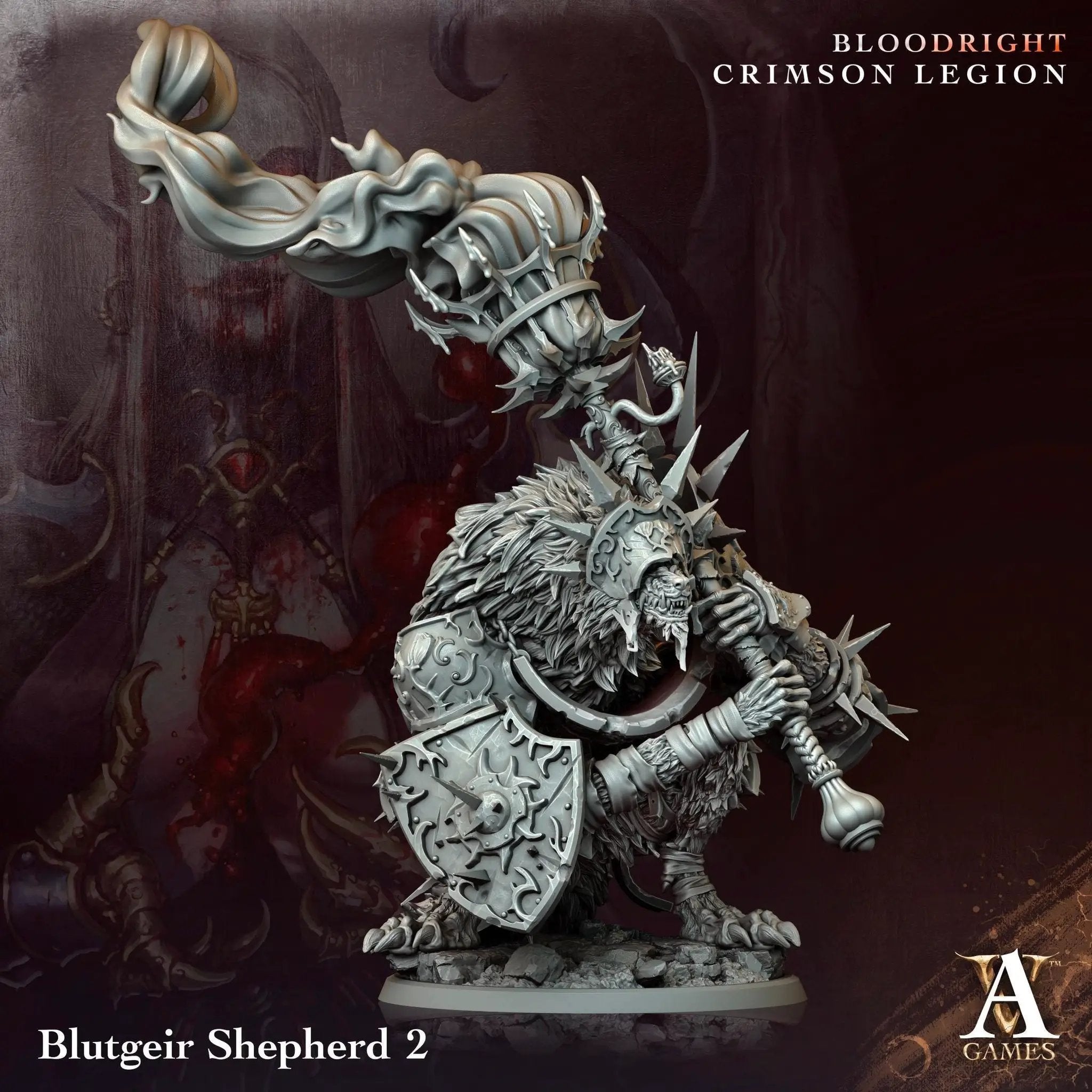 3D printed Blutgeir Shepherd miniature by Last Hope Miniatures, detailed fantasy figure from Archvillain Games.