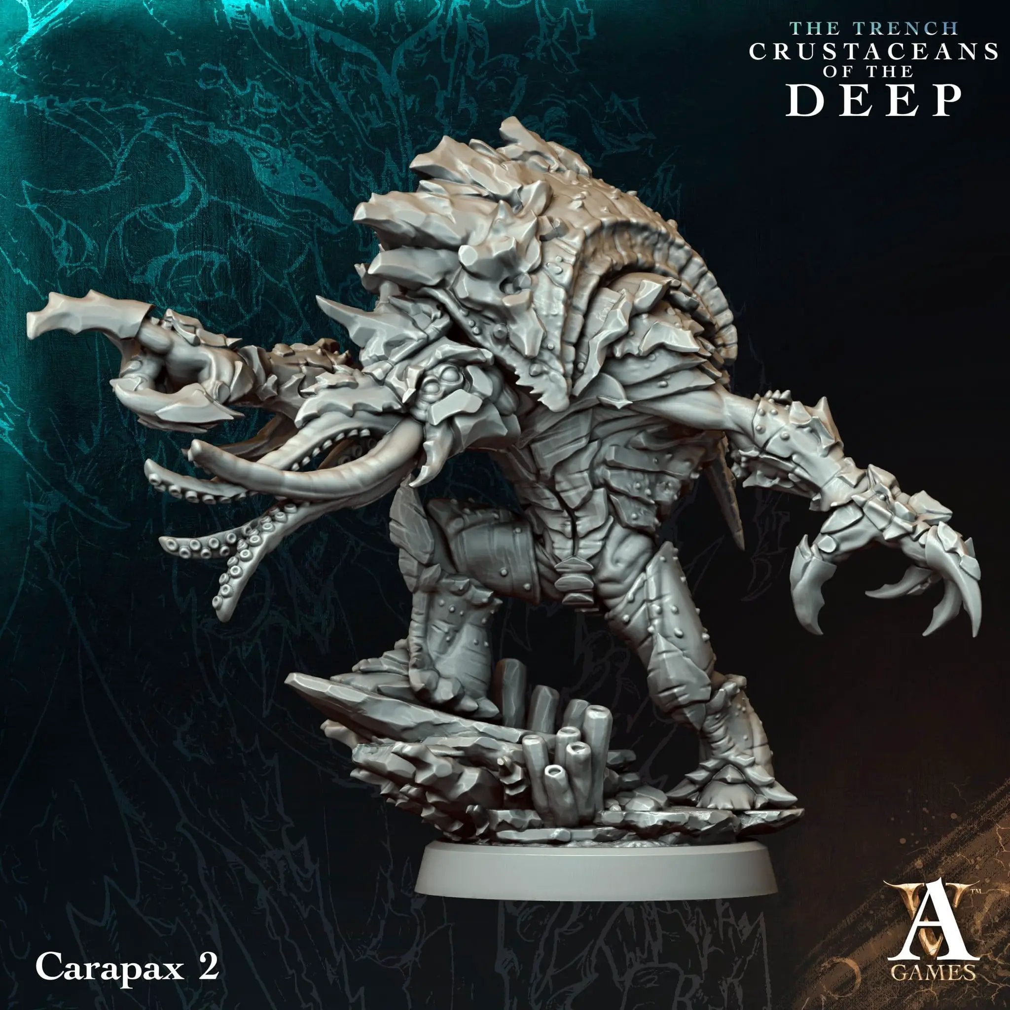 3D printed Carapax miniature by Archvillain Games, detailed armored creature from Last Hope Miniatures.