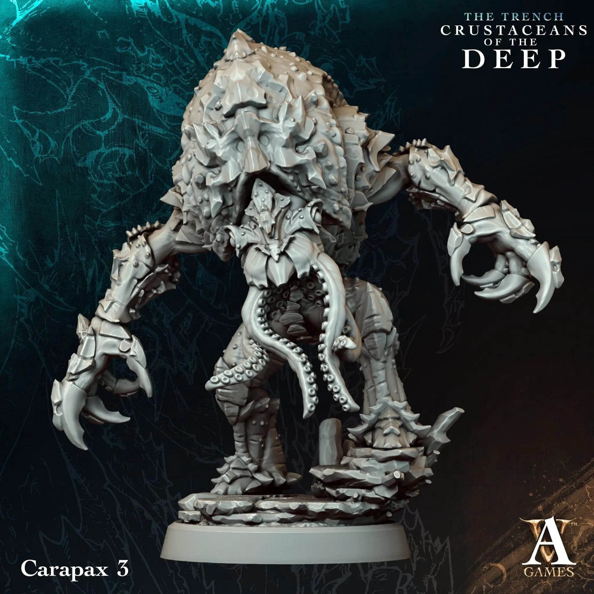 3D printed Carapax miniature by Archvillain Games, designed for Last Hope Miniatures tabletop game, showing detailed armored insect-like figure.