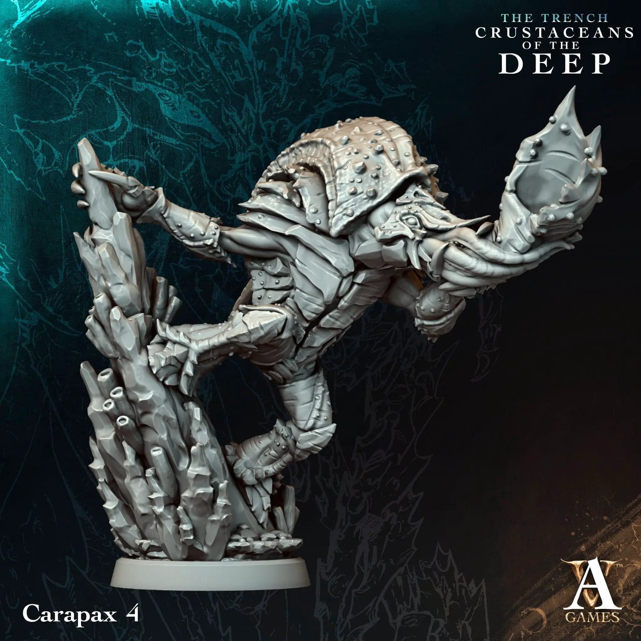 3D printed Carapax miniature by Archvillain Games, from Last Hope Miniatures, showcasing detailed armor and creature design.