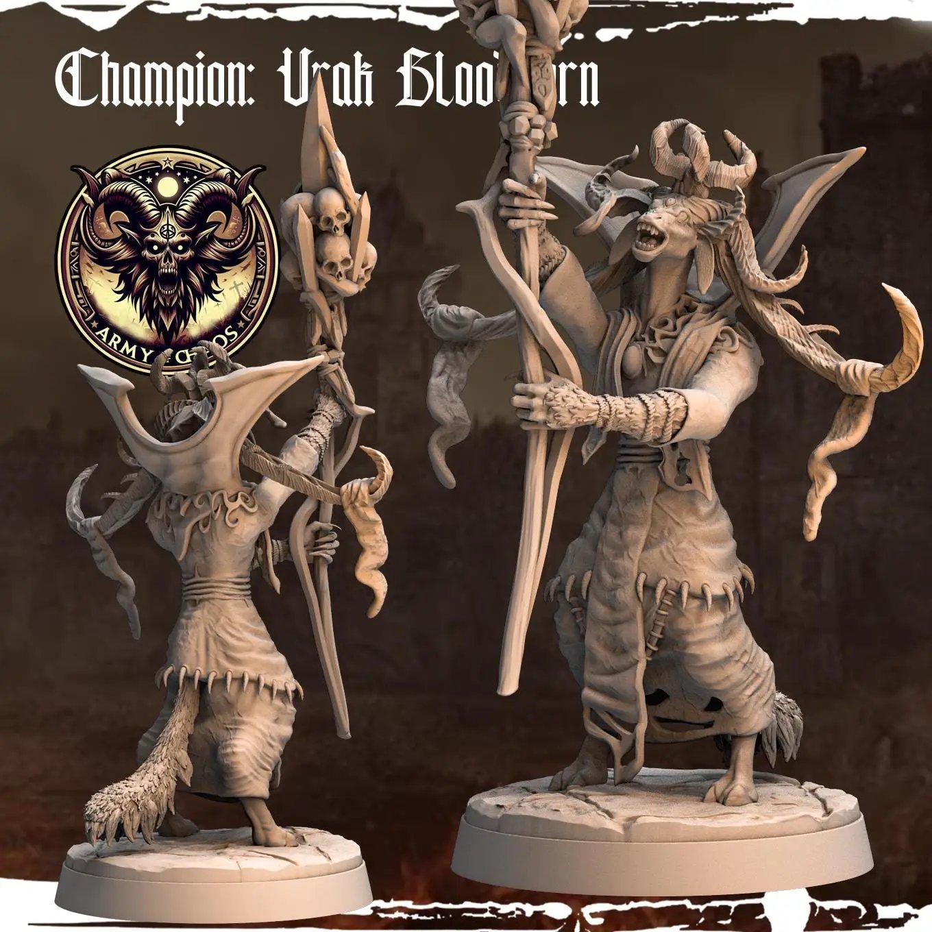 3D printed Chaos Beast Champion miniature by Last Hope Miniatures, featuring detailed monster design and intricate sculpting.