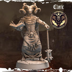 3D printed Chaos Beast Cleric miniature by Last Hope Miniatures, detailed fantasy figure with intricate armor and fierce expression.