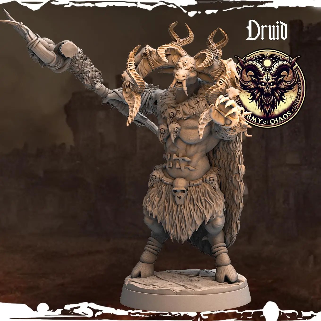 3D printed Chaos Beast Druids miniatures by Last Hope Miniatures from Monolith Arts, featuring detailed fantasy creature designs.