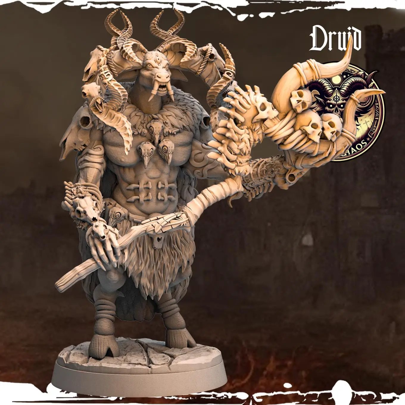 3D printed Chaos Beast Druids miniature by Last Hope Miniatures, featuring detailed monstrous druid figures from Monolith Arts.