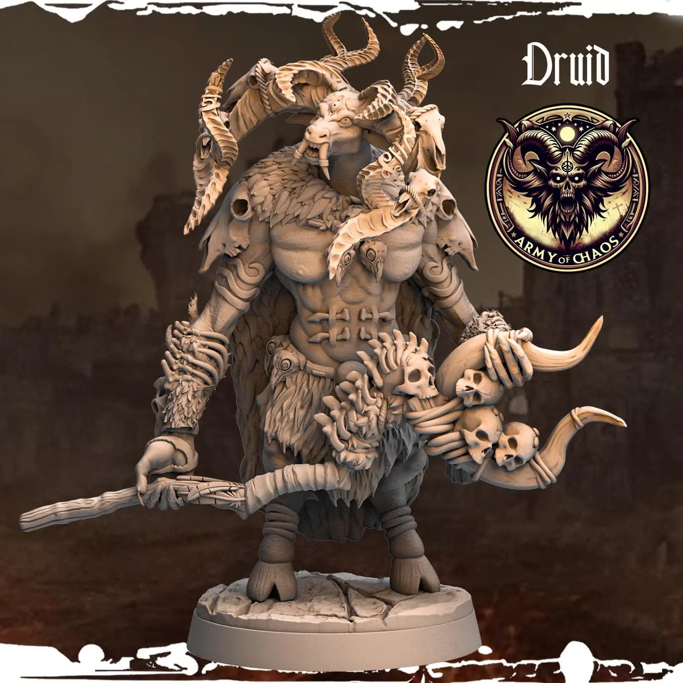 3D printed Chaos Beast Druids miniature by Last Hope Miniatures, featuring intricate details and monstrous creature design.