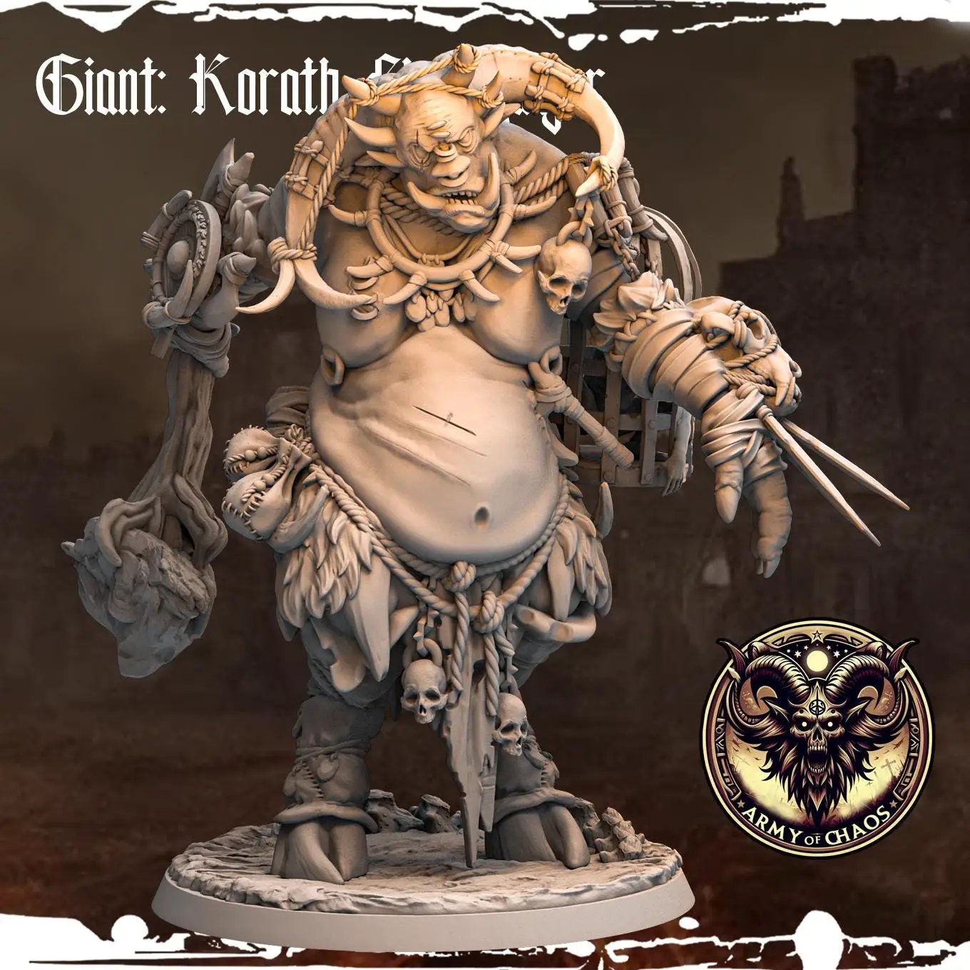 3D printed Chaos Beast Giants miniature by Last Hope Miniatures for tabletop gaming, featuring detailed monstrous creature design.