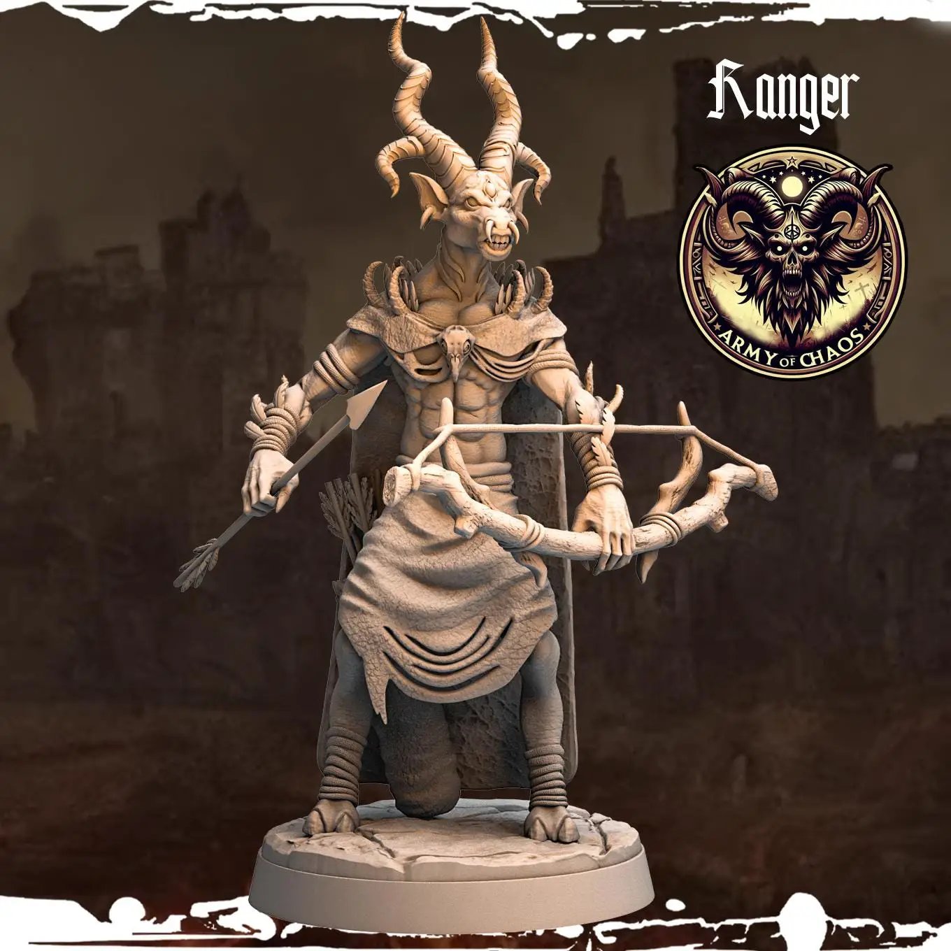 3D printed Chaos Beast Rangers miniatures by Last Hope Miniatures, featuring detailed monster and ranger figures from Monolith Arts.