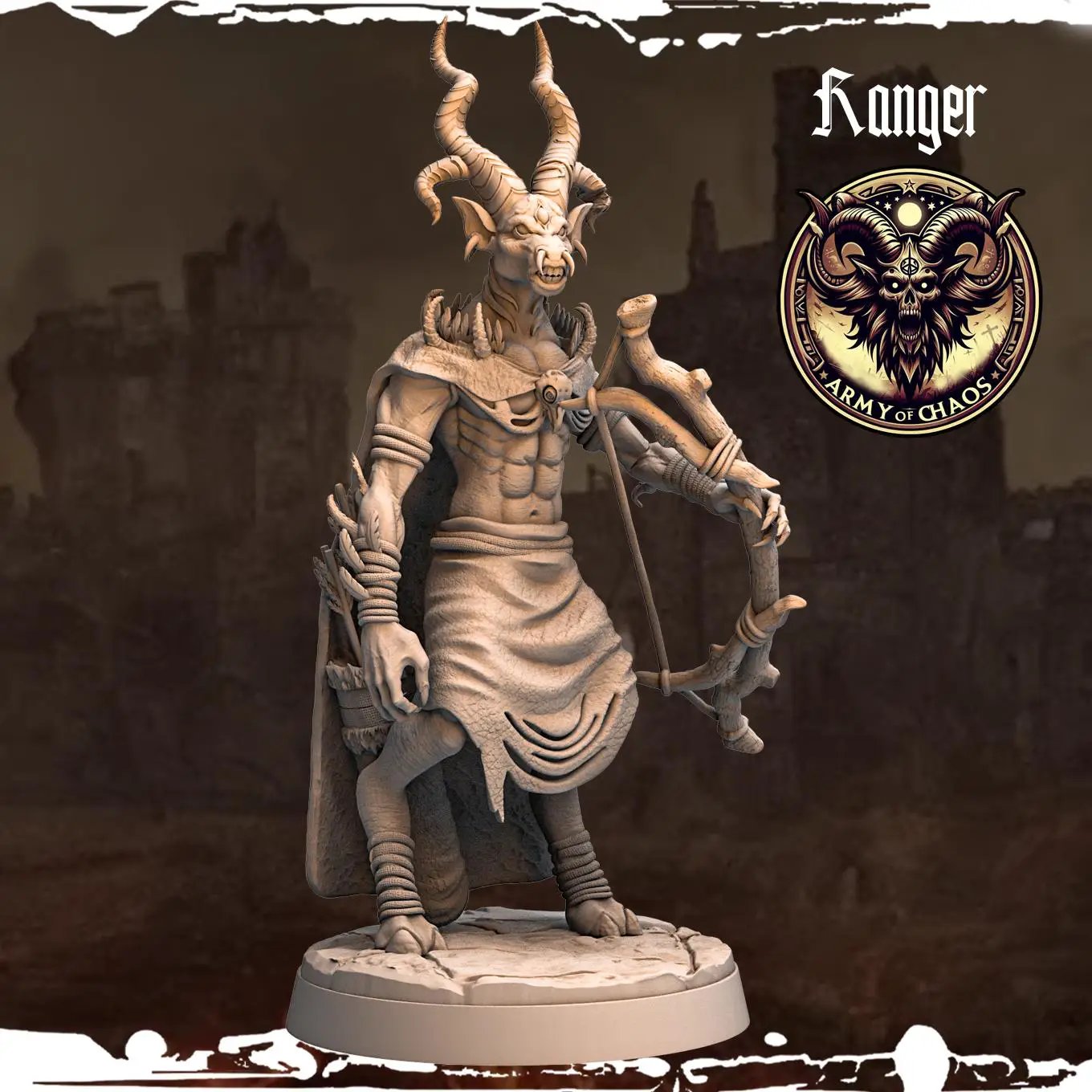 3D printed Chaos Beast Rangers miniature by Last Hope Miniatures, featuring detailed monstrous figures from Monolith Arts.