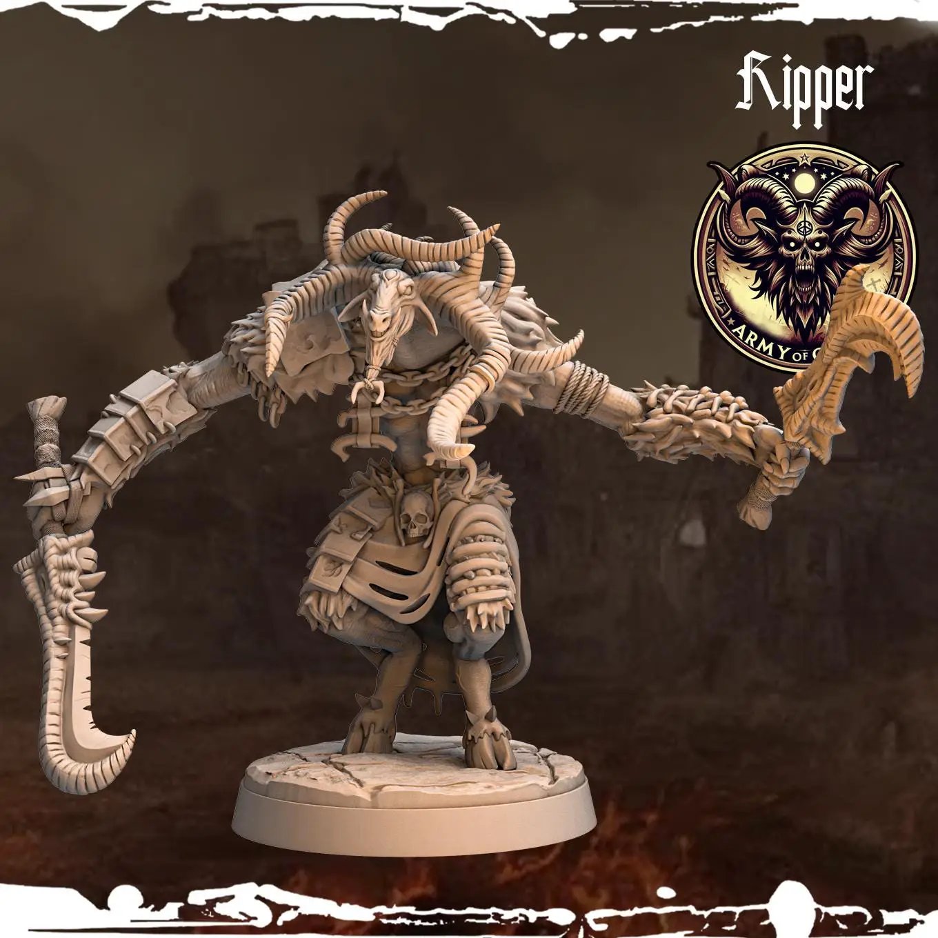 3D printed Chaos Beast Ripper miniature by Last Hope Miniatures, featuring intricate details and a fierce beast design.