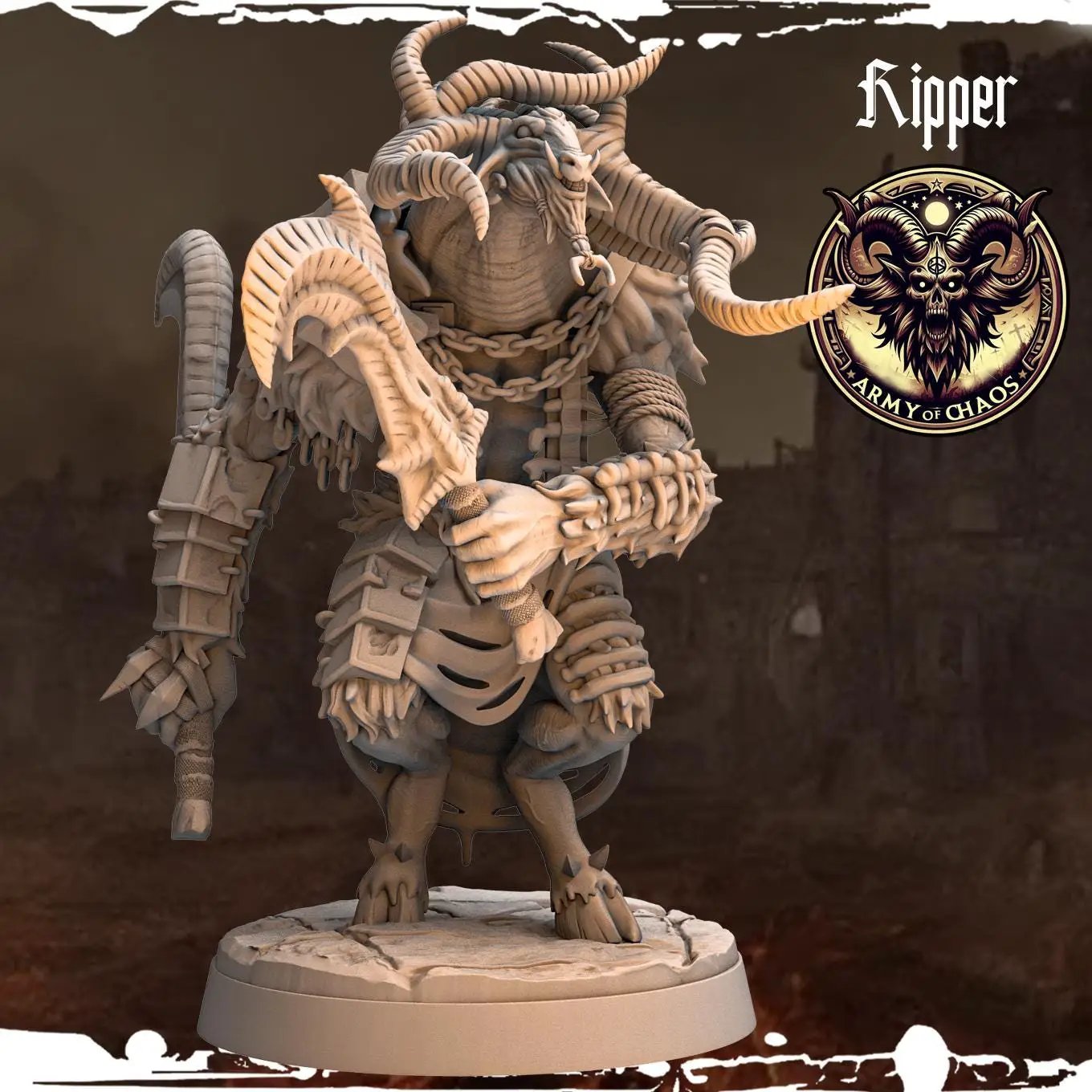 3D printed Chaos Beast Ripper miniature by Last Hope Miniatures, featuring intricate details and monstrous design from Monolith Arts.