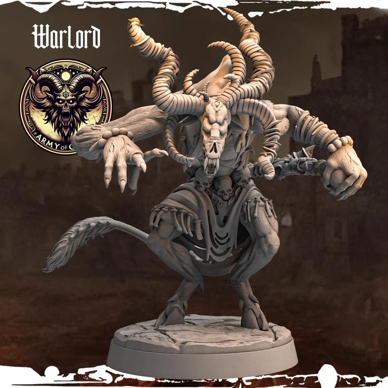 3D printed Chaos Beast Warlord miniature by Last Hope Miniatures, featuring detailed monstrous design from Monolith Arts.