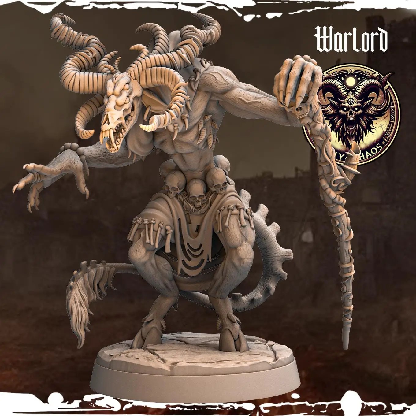 3D printed Chaos Beast Warlord miniature by Last Hope Miniatures, featuring detailed monstrous design and intricate sculpting.