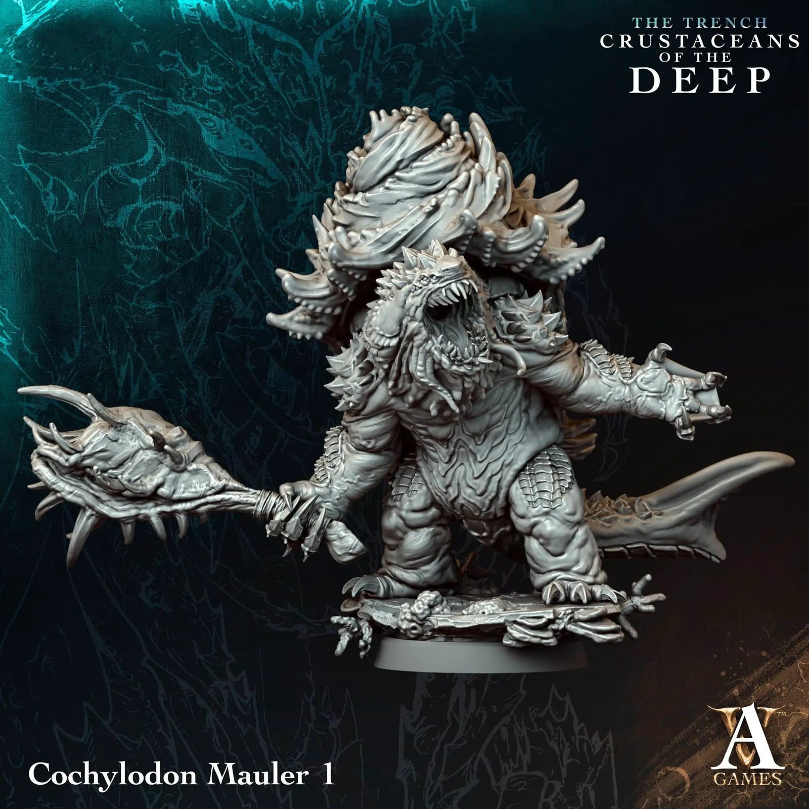 3D printed Cochylodon Maulers miniature by Archvillain Games, designed for Last Hope Miniatures, detailed creature with armored features.