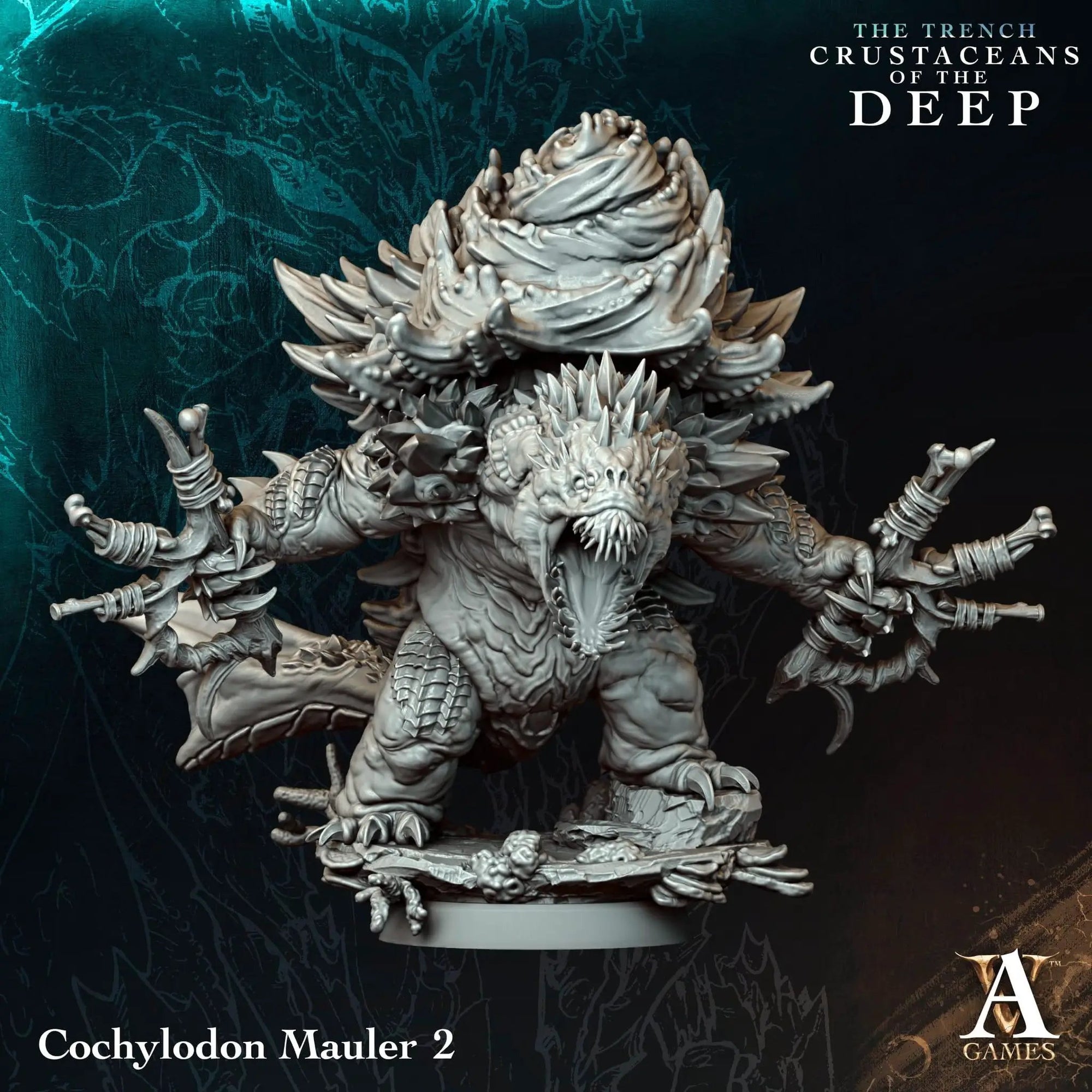 3D printed Cochylodon Maulers miniature by Last Hope Miniatures for Archvillain Games, detailed creature with menacing features.