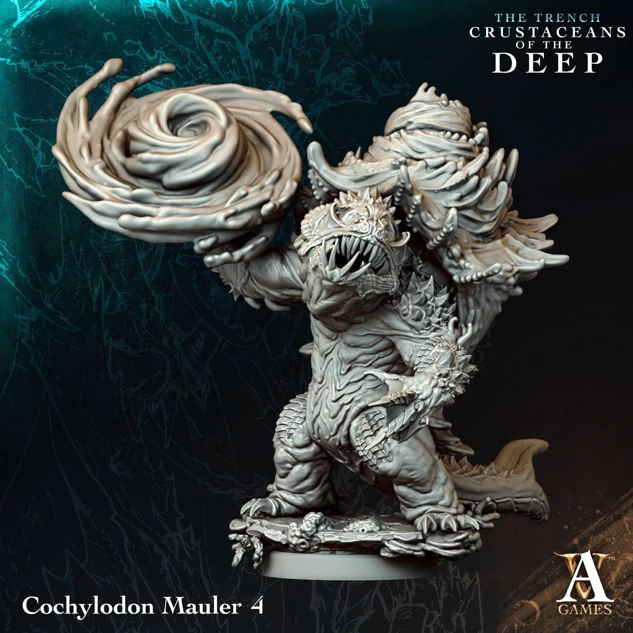 3D printed Cochylodon Maulers miniature by Archvillain Games, designed by Last Hope Miniatures, showing detailed monster figures.