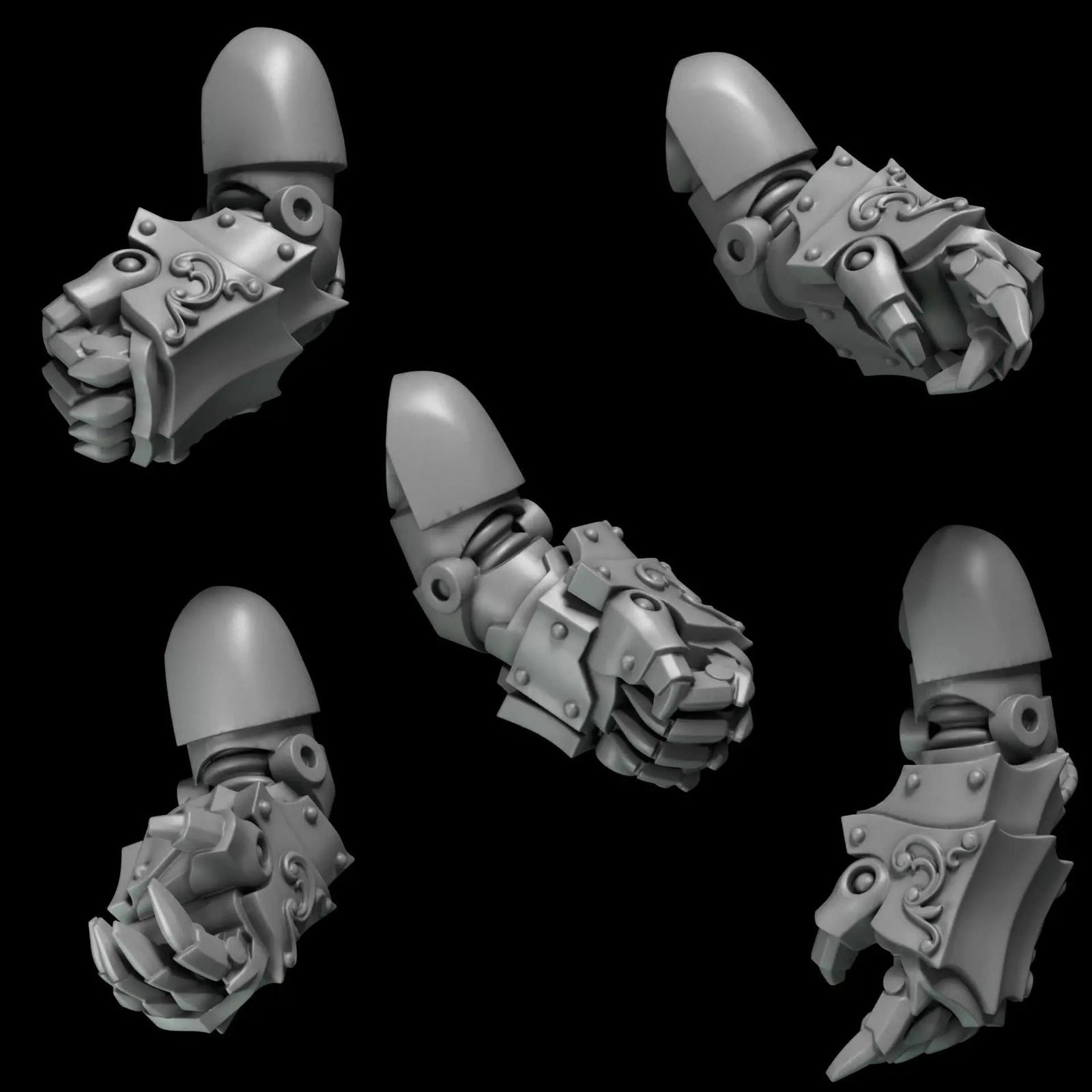 10 3D printed Crimson Wings Big Fists miniatures by Last Hope Miniatures for Greytide Studio, shown in detailed close-up.