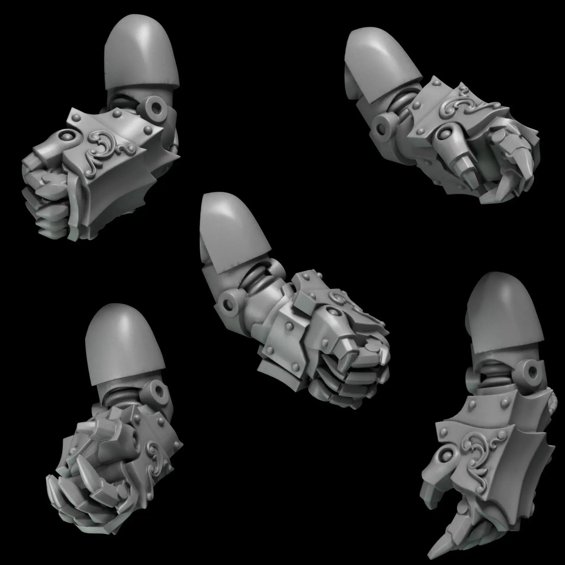 10 3D printed Crimson Wings Big Fists miniatures by Last Hope Miniatures for Greytide Studio, shown in detailed close-up.