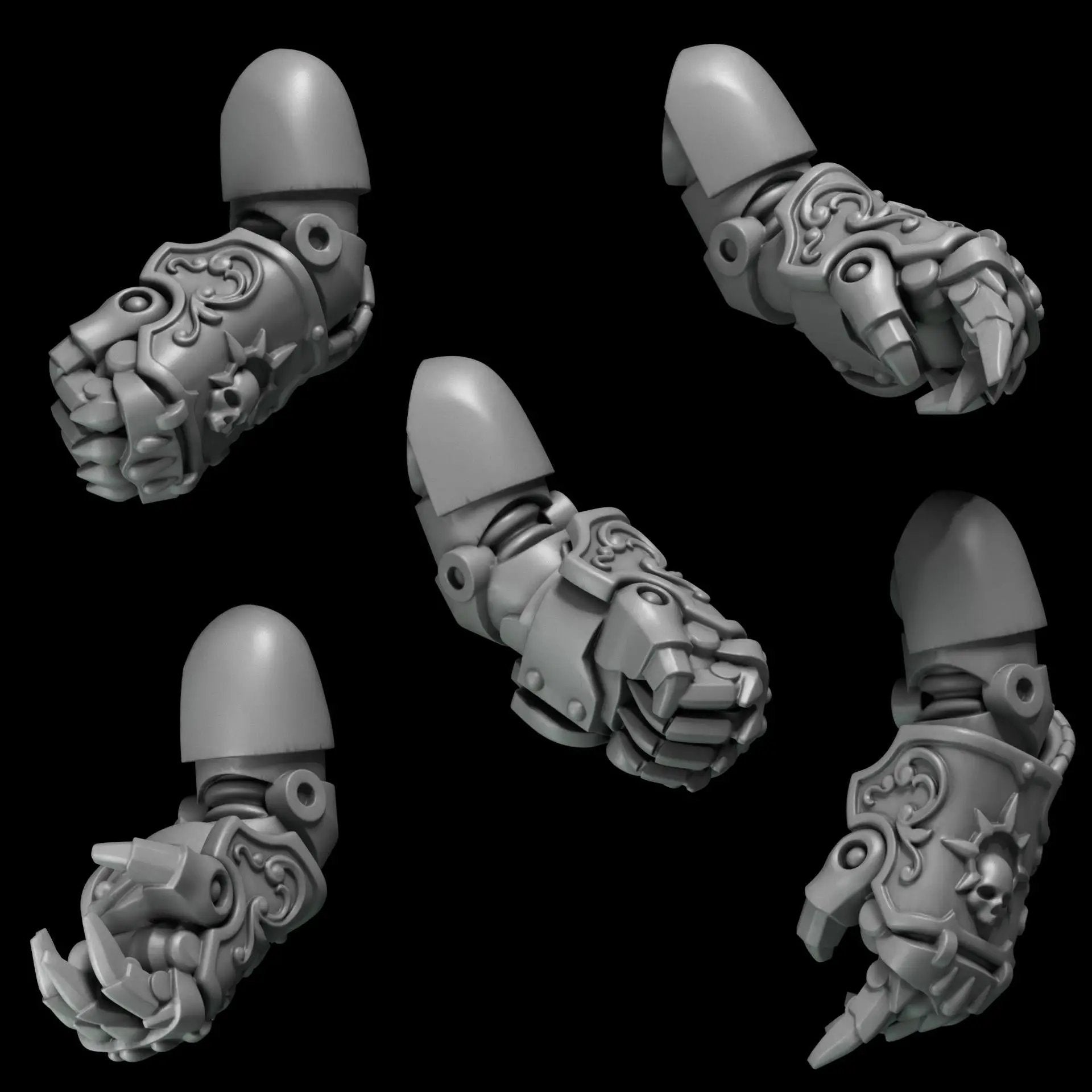3D printed crimson wings and large fists miniatures by Greytide Studio, part of Last Hope Miniatures set, shown in detailed close-up.