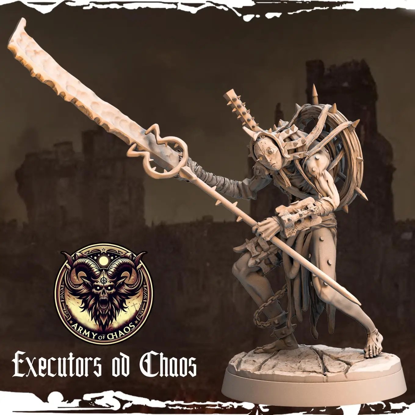 3D printed Dreadful Executors of Chaos miniature by Last Hope Miniatures, detailed fantasy figure with menacing design.