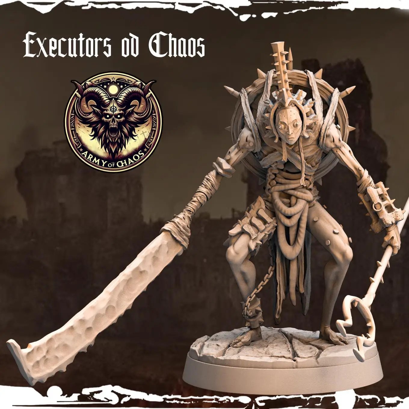 3D printed Dreadful Executors of Chaos miniature by Last Hope Miniatures, detailed chaos-themed fantasy figure for tabletop gaming