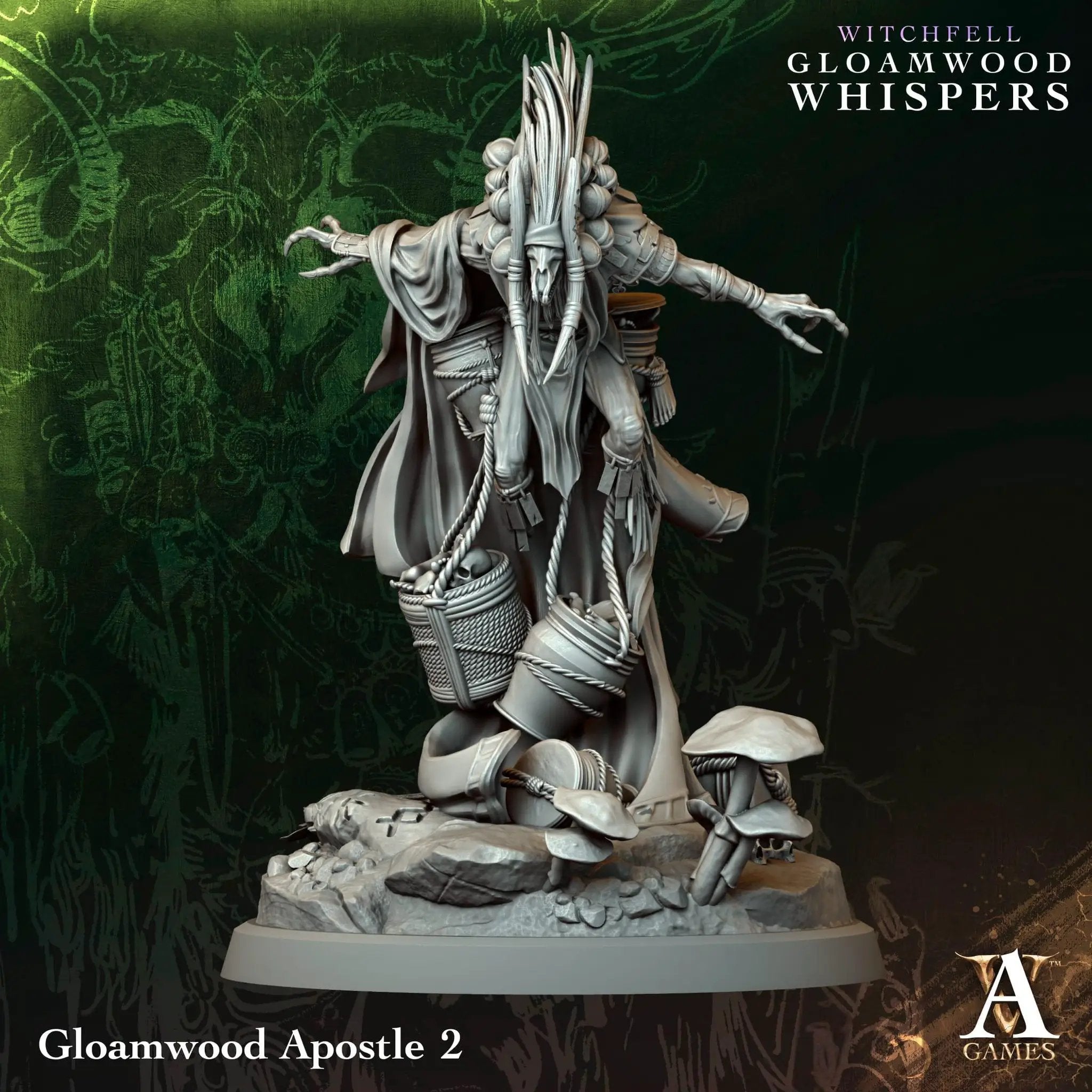 3D printed Gloamwood Apostles miniature by Last Hope Miniatures, designed for tabletop gaming, featuring detailed fantasy figures.
