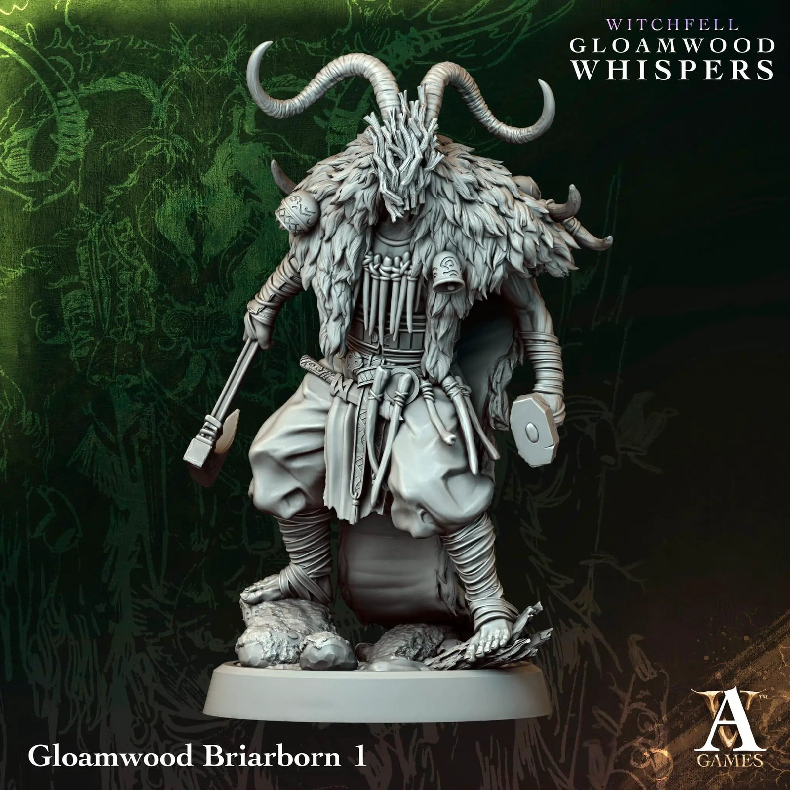 3D printed Gloamwood Briarborns miniatures by Last Hope Miniatures for Archvillain Games, detailed fantasy figurines on a scenic base.