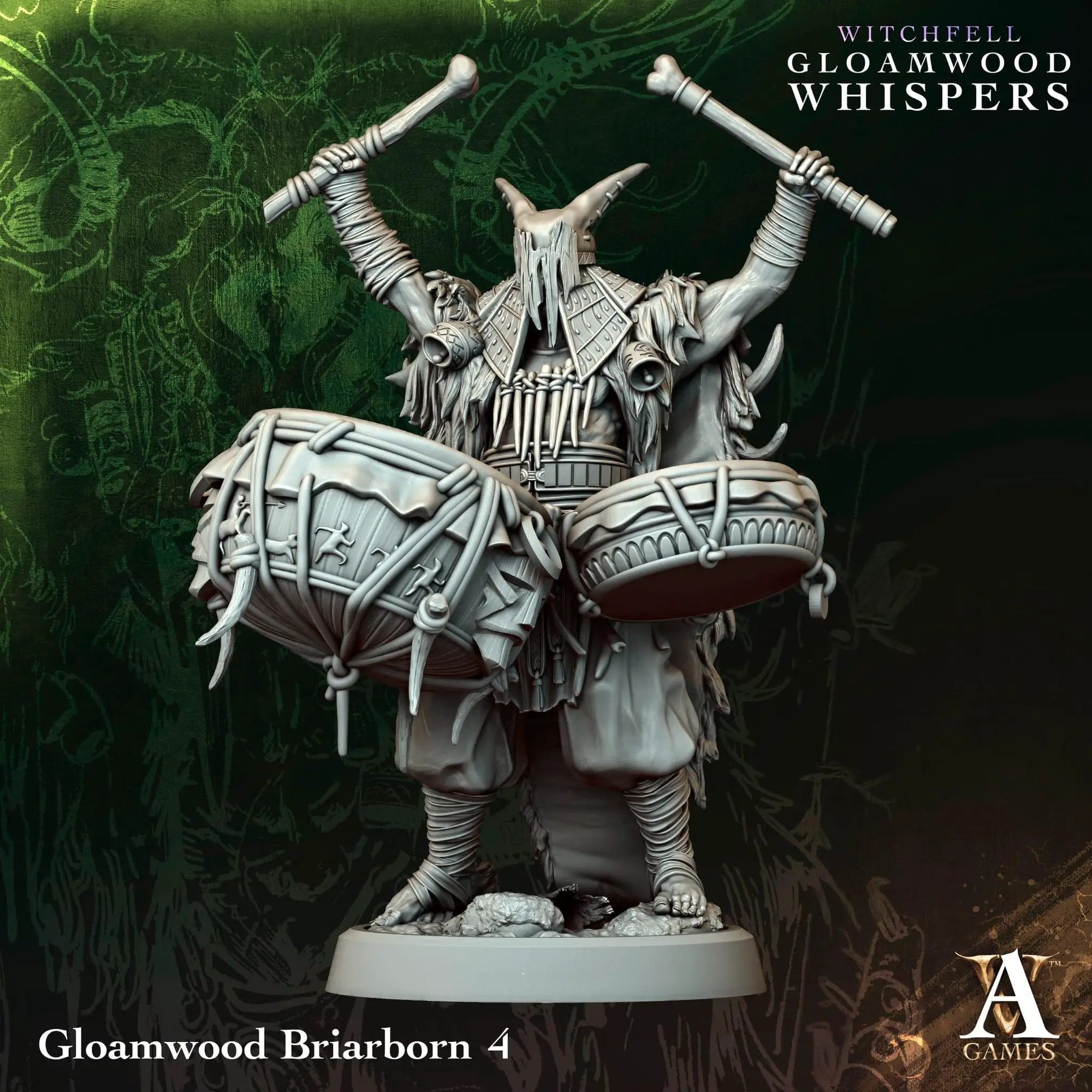 3D printed Gloamwood Briarborns miniatures by Archvillain Games, detailed fantasy forest creatures for tabletop gaming.