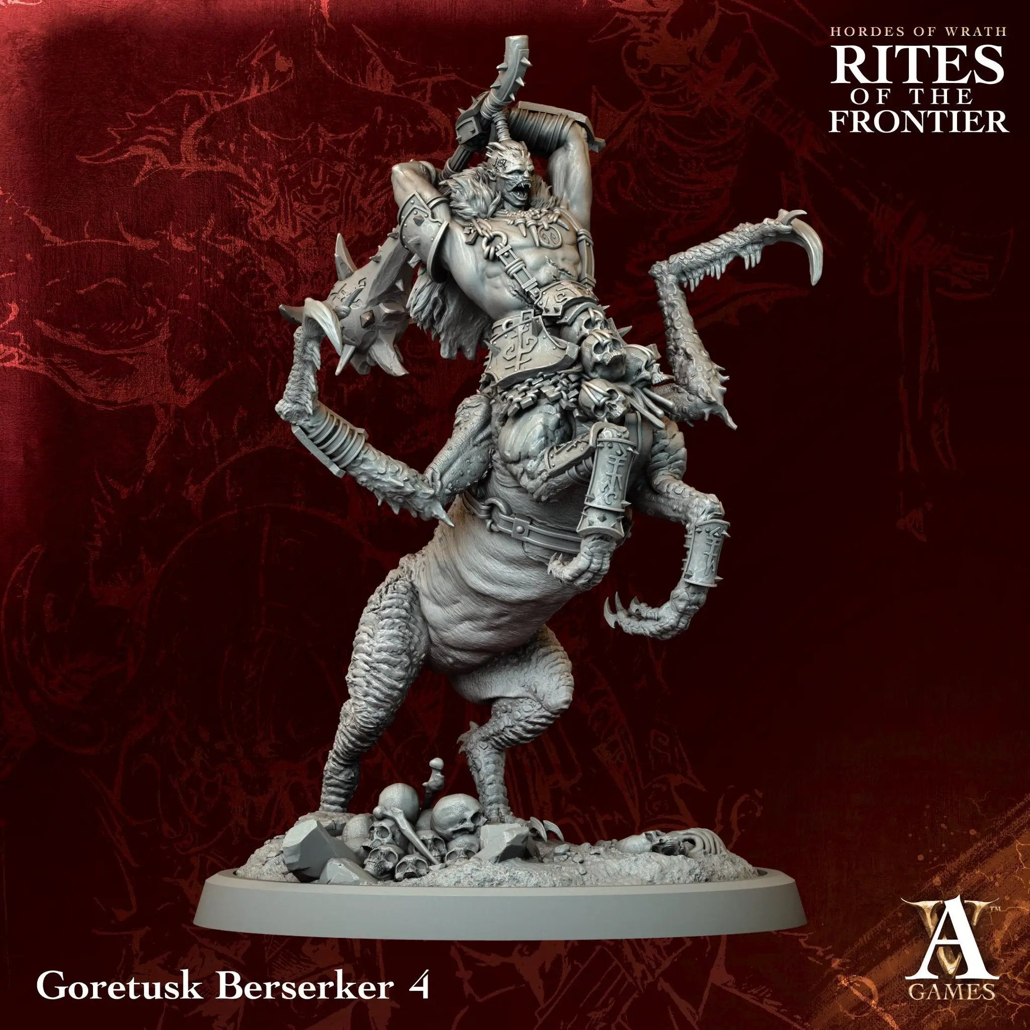3D printed Goretusk Berserkers miniatures by Last Hope Miniatures for Archvillain Games, featuring detailed beastly warrior figures.