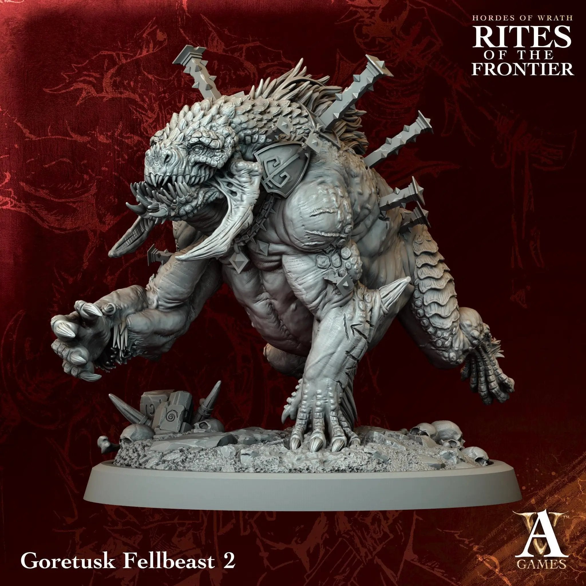 3D printed Goretusk Fellbeasts miniatures by Last Hope Miniatures from Archvillain Games, detailed fantasy creature models.