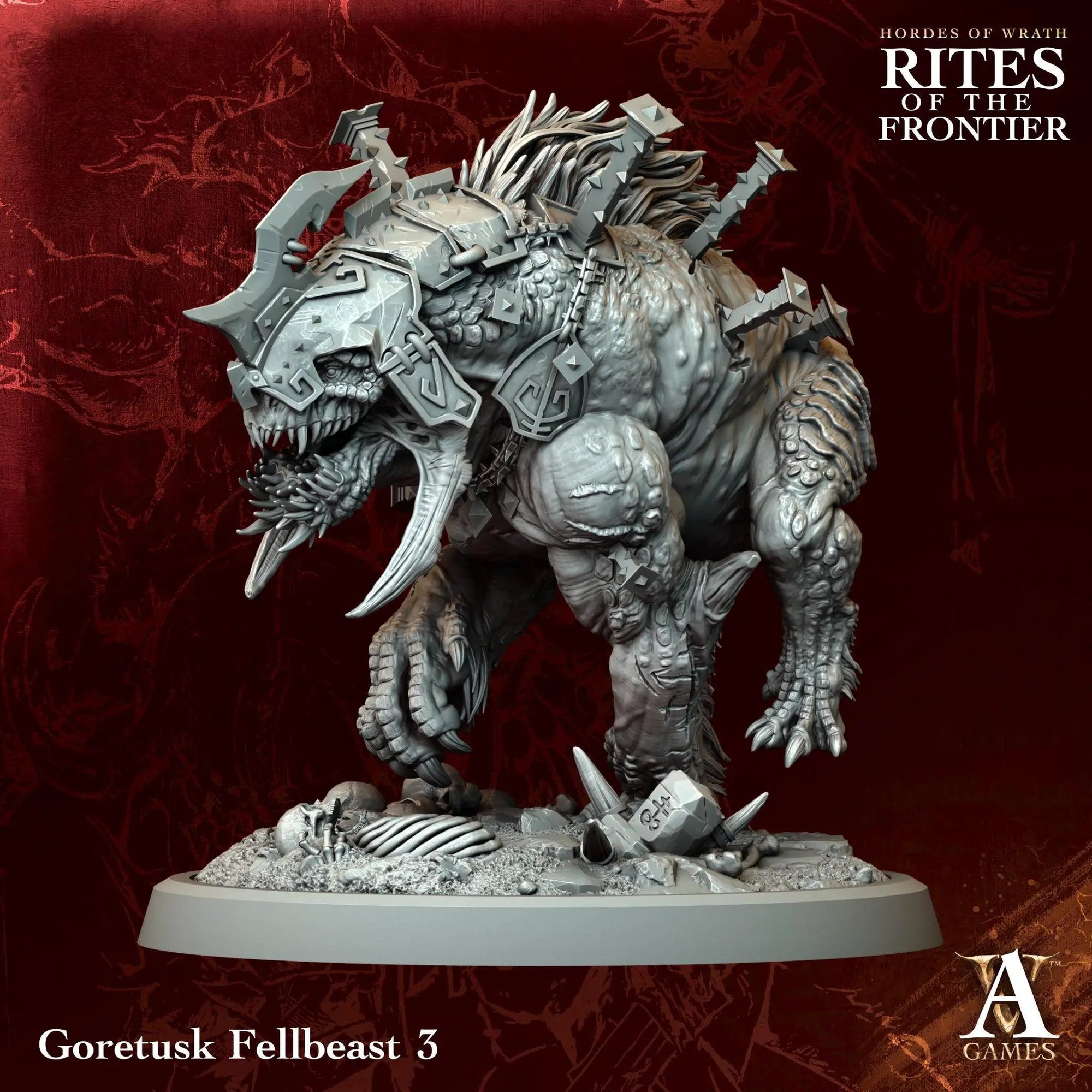 3D printed Goretusk Fellbeasts miniatures by Last Hope Miniatures, featuring detailed monstrous creatures for tabletop gaming.