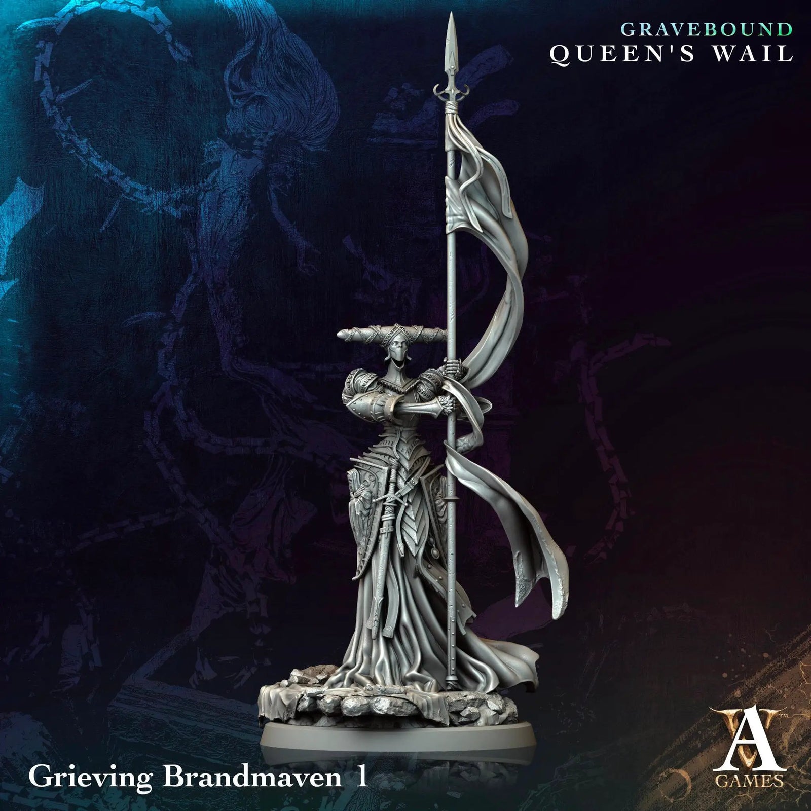 3D printed Grieving Brandmaven miniature by Last Hope Miniatures, detailed figure with expressive pose for tabletop gaming.
