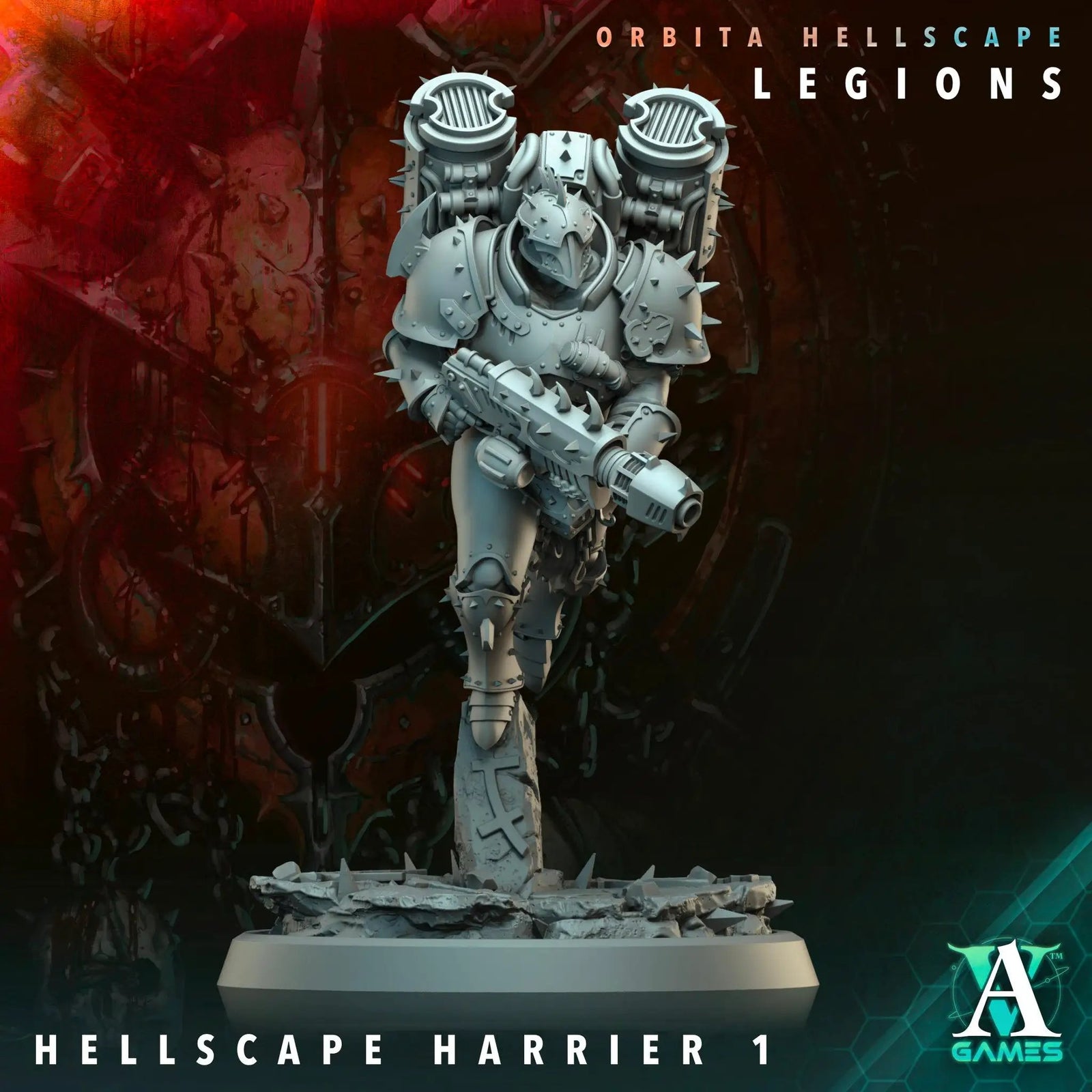 3D printed Hellscape Harrier miniature by Last Hope Miniatures, detailed sci-fi model from Archvillain Games for tabletop gaming