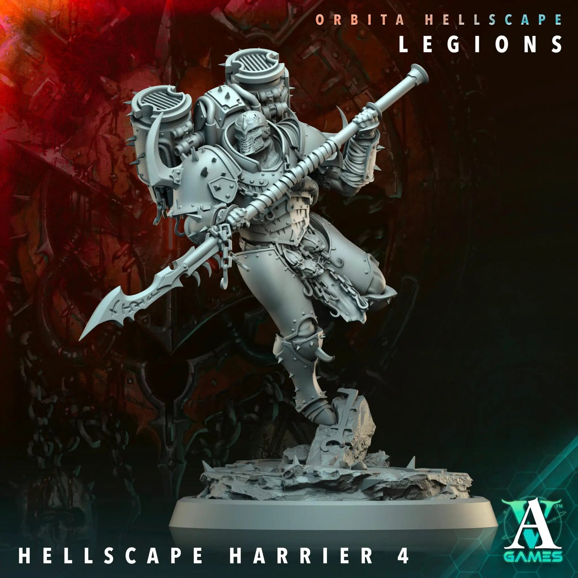 3D printed Hellscape Harrier miniature by Last Hope Miniatures, detailed fantasy model from Archvillain Games.