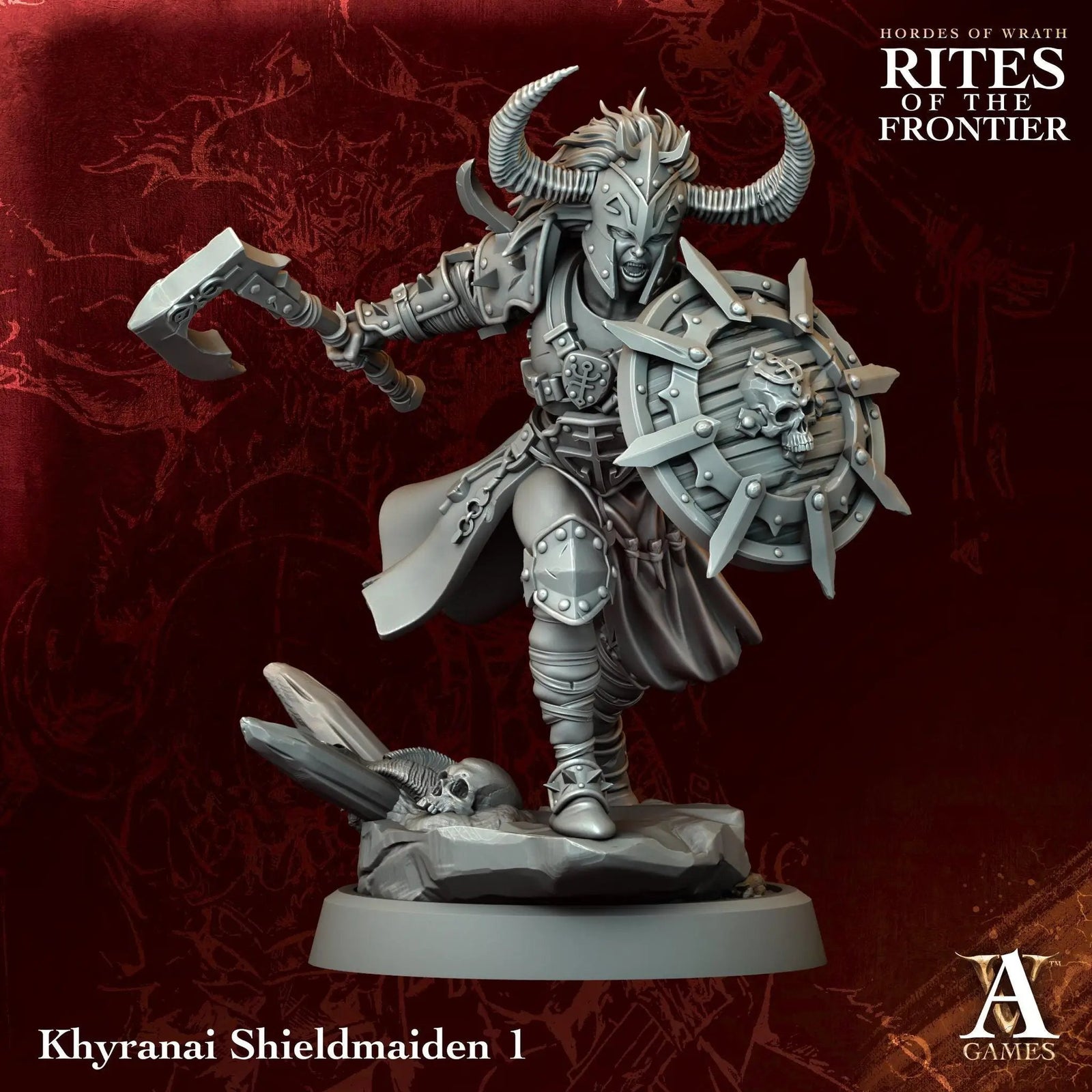 3D printed Khyranai Shieldmaidens miniatures by Last Hope Miniatures, featuring detailed fantasy warrior figures with shields and armor.