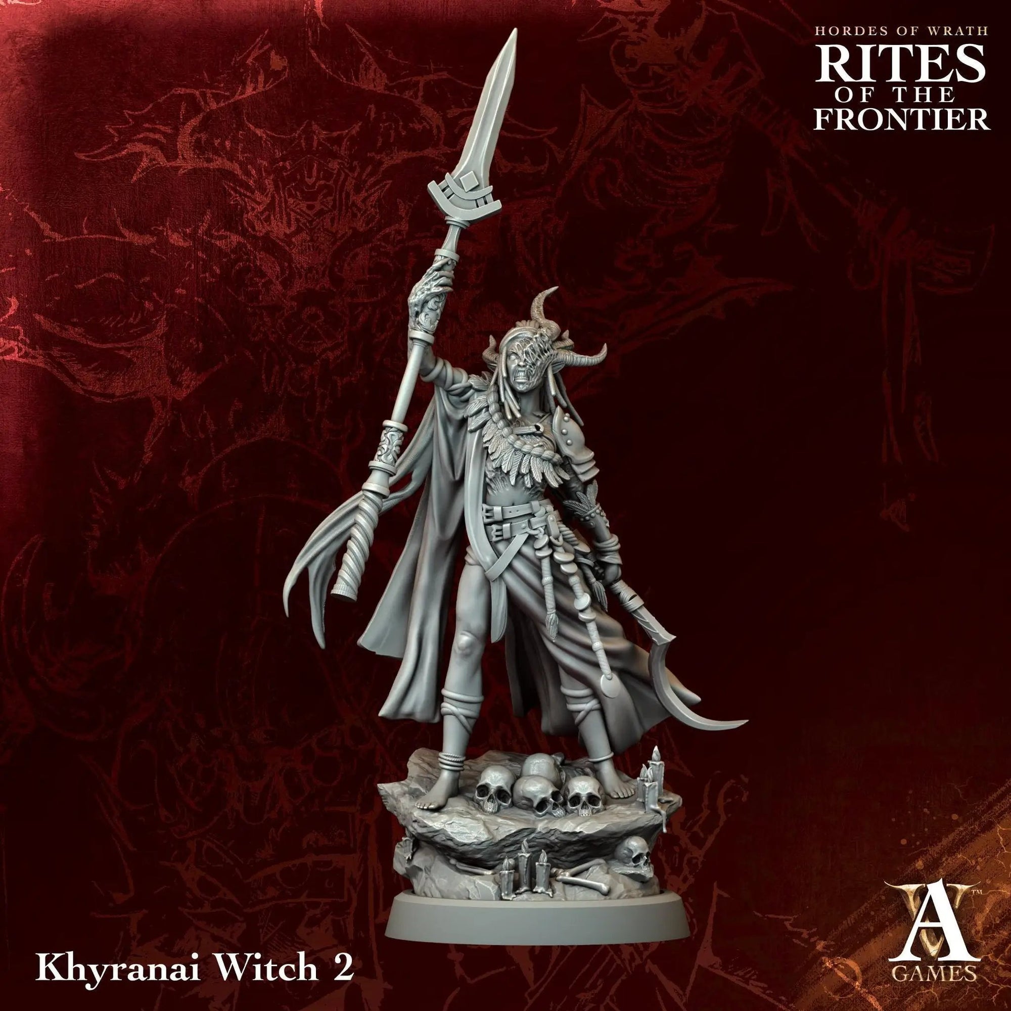 3D printed Khyranai witches miniatures by Last Hope Miniatures, detailed fantasy figures from Archvillain Games.