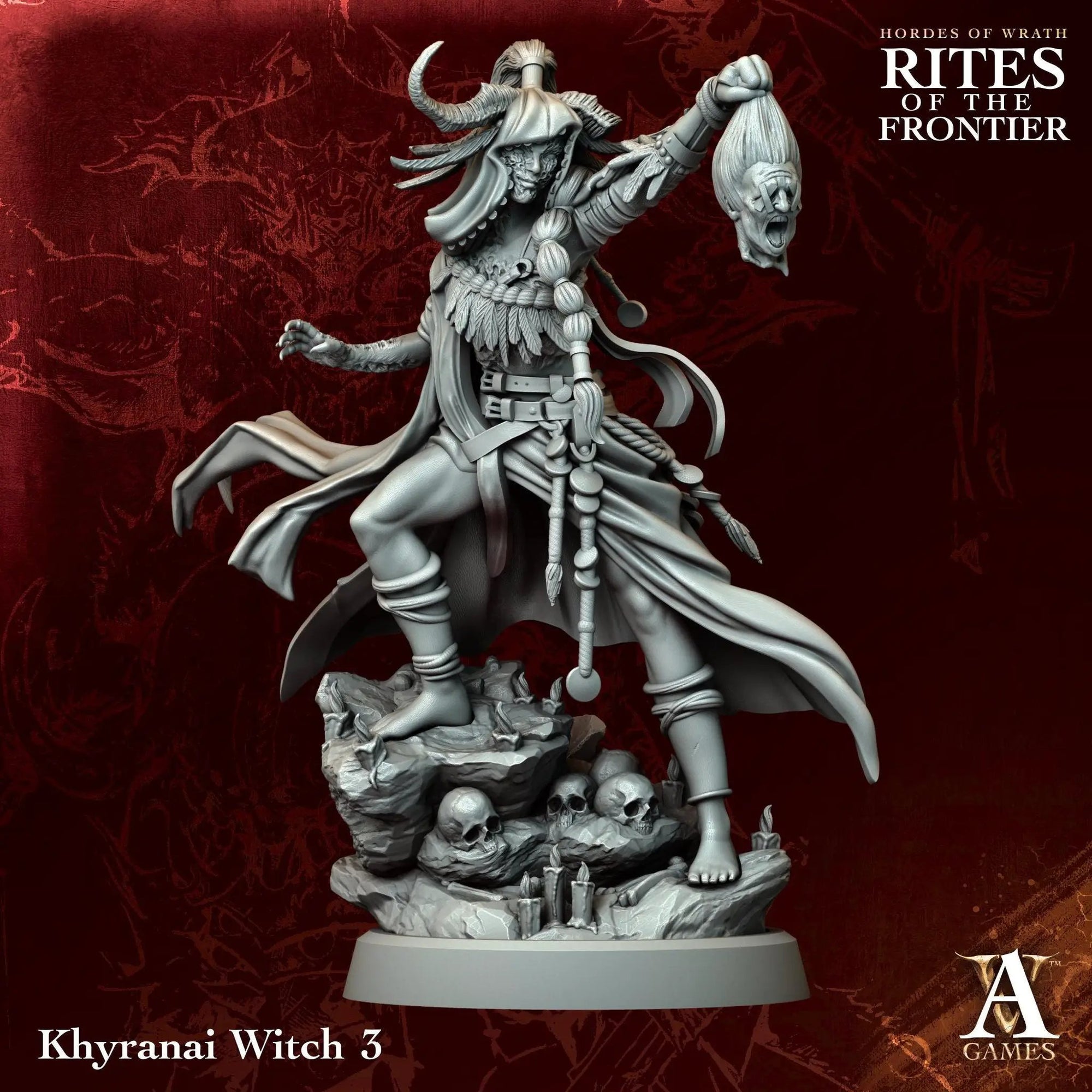 3D printed Khyranai Witches miniature by Last Hope Miniatures for Archvillain Games, featuring detailed witch figures with mystical attire.