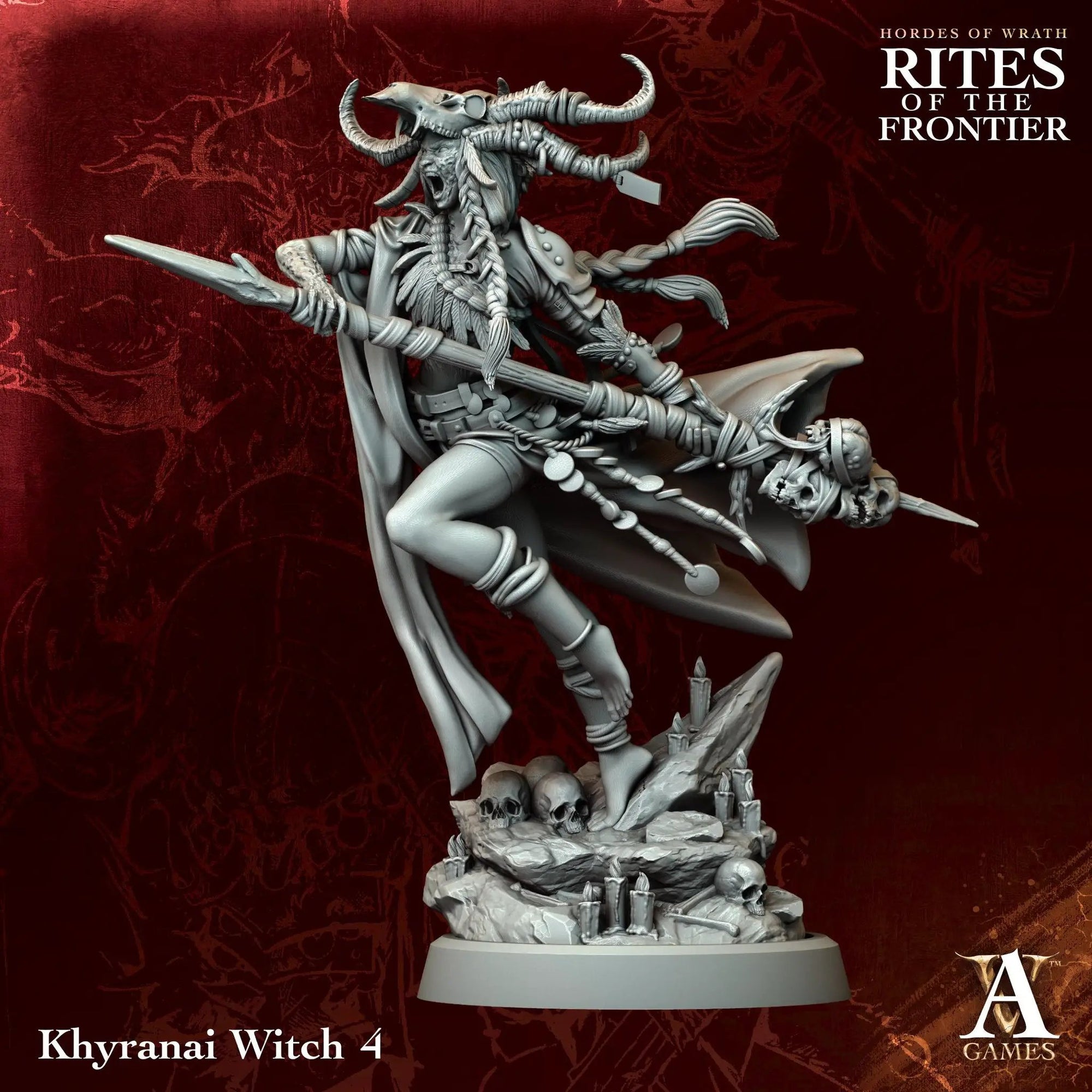 3D printed Khyranai Witches miniatures by Last Hope Miniatures for Archvillain Games, featuring detailed witch figures in dark attire.