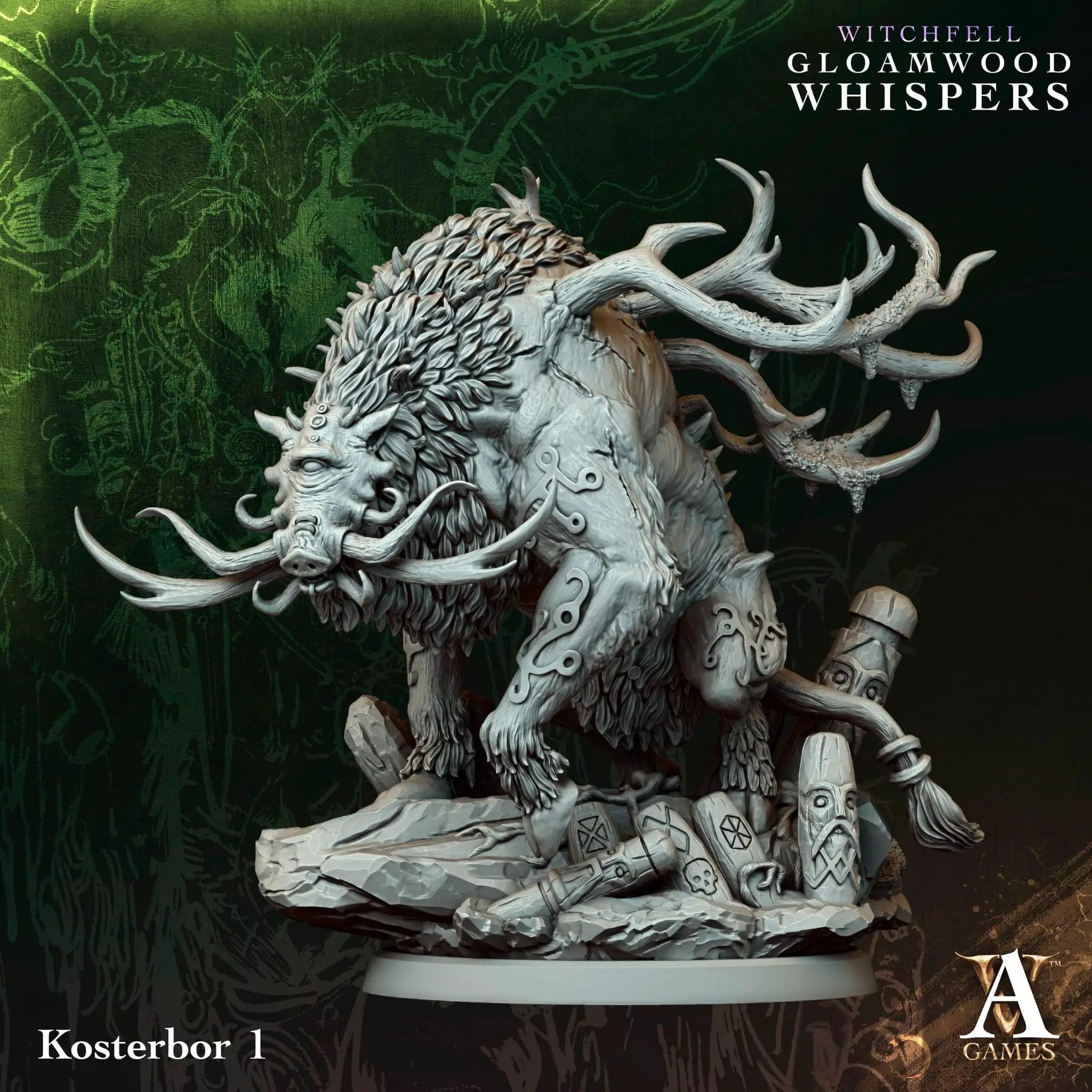 3D printed Kosterbors miniature by Archvillain Games, designed for tabletop gaming, made by Last Hope Miniatures.