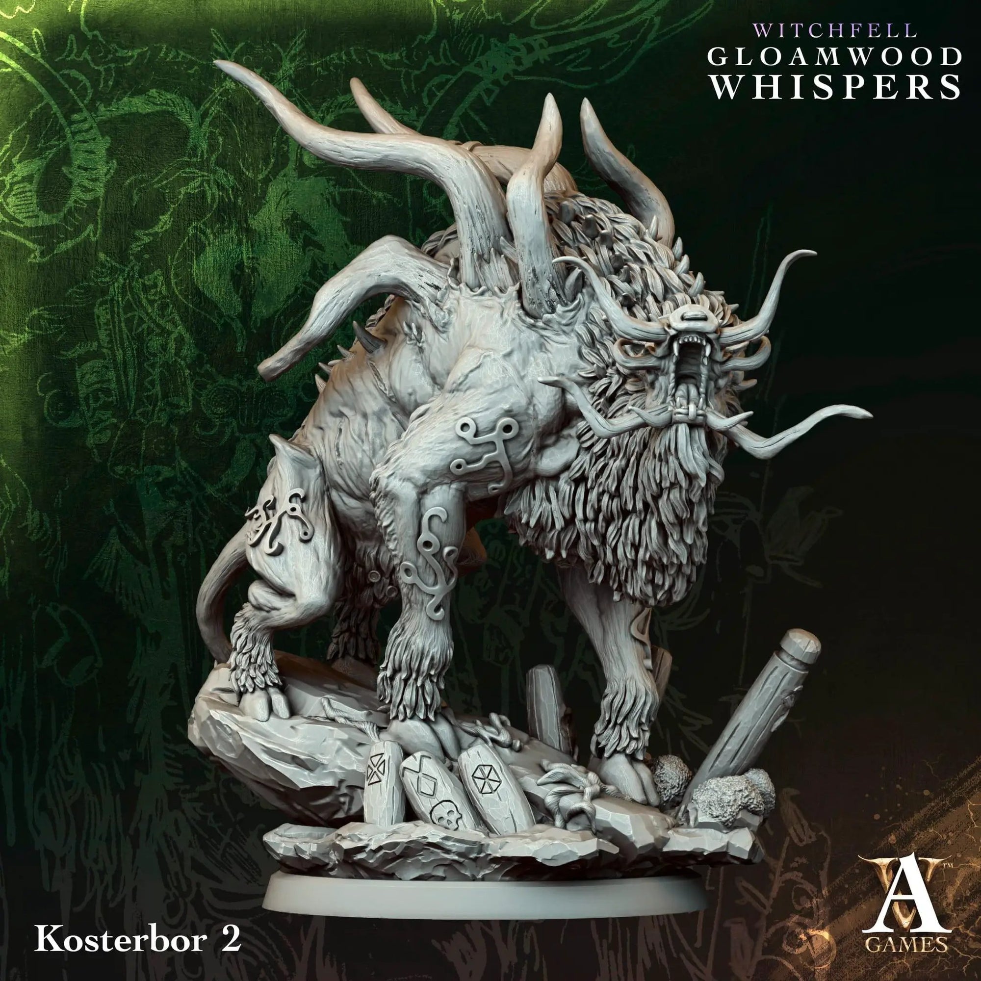 3D printed Kosterbors miniature by Archvillain Games, crafted by Last Hope Miniatures, showcasing detailed fantasy character design.