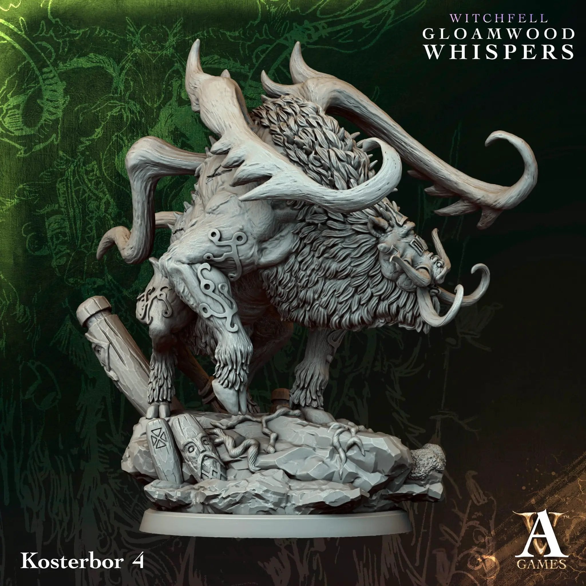3D printed Kosterbors miniature by Archvillain Games for Last Hope Miniatures, detailed fantasy character model.