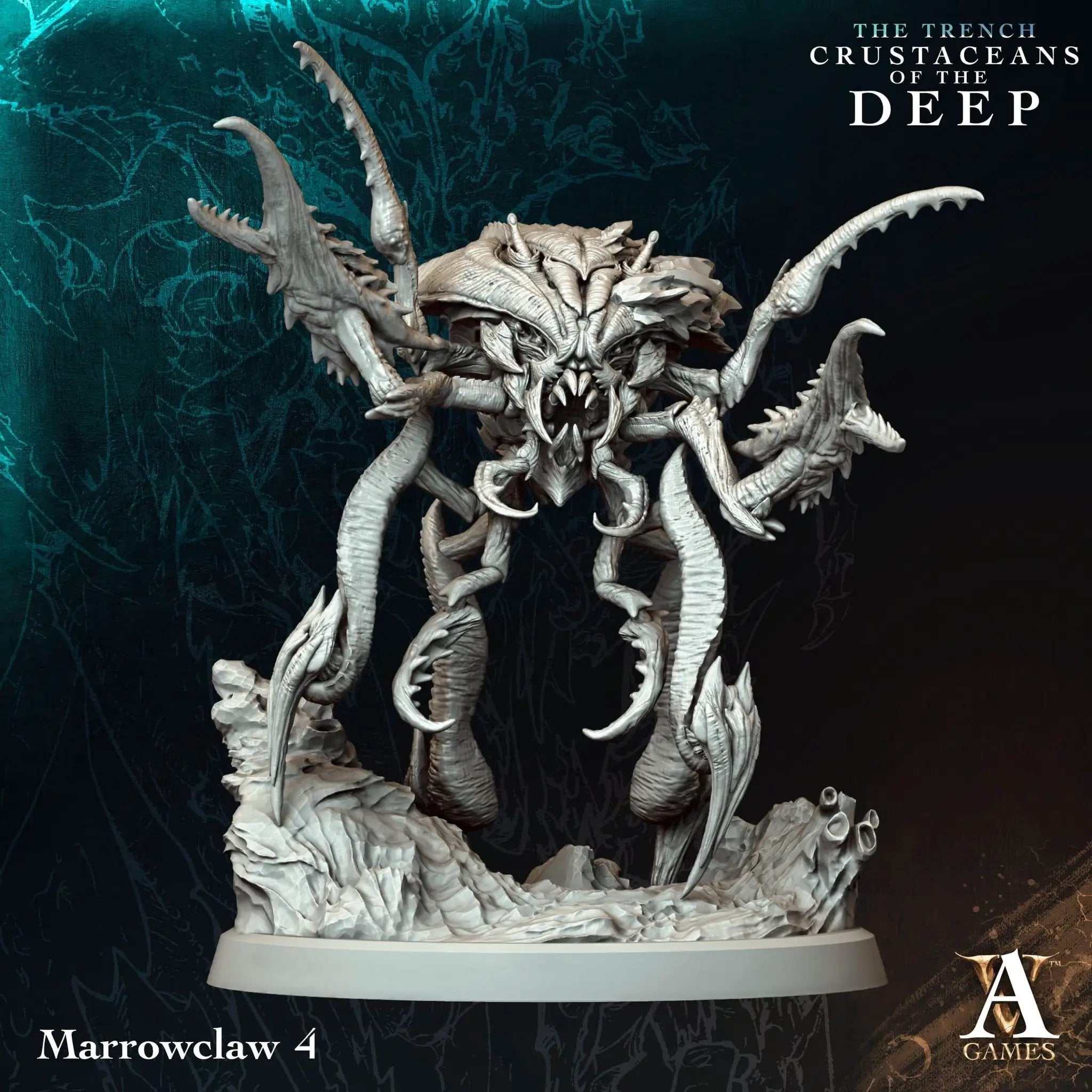 3D printed Marrowclaws miniature by Archvillain Games for Last Hope Miniatures, showing detailed bone claws and monstrous features.