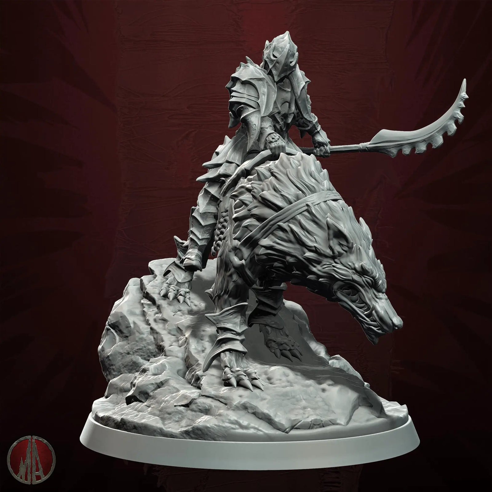 3D printed Orc Dire Wolf Riders miniature by Last Hope Miniatures, featuring detailed orc warriors mounted on fierce wolf figures.