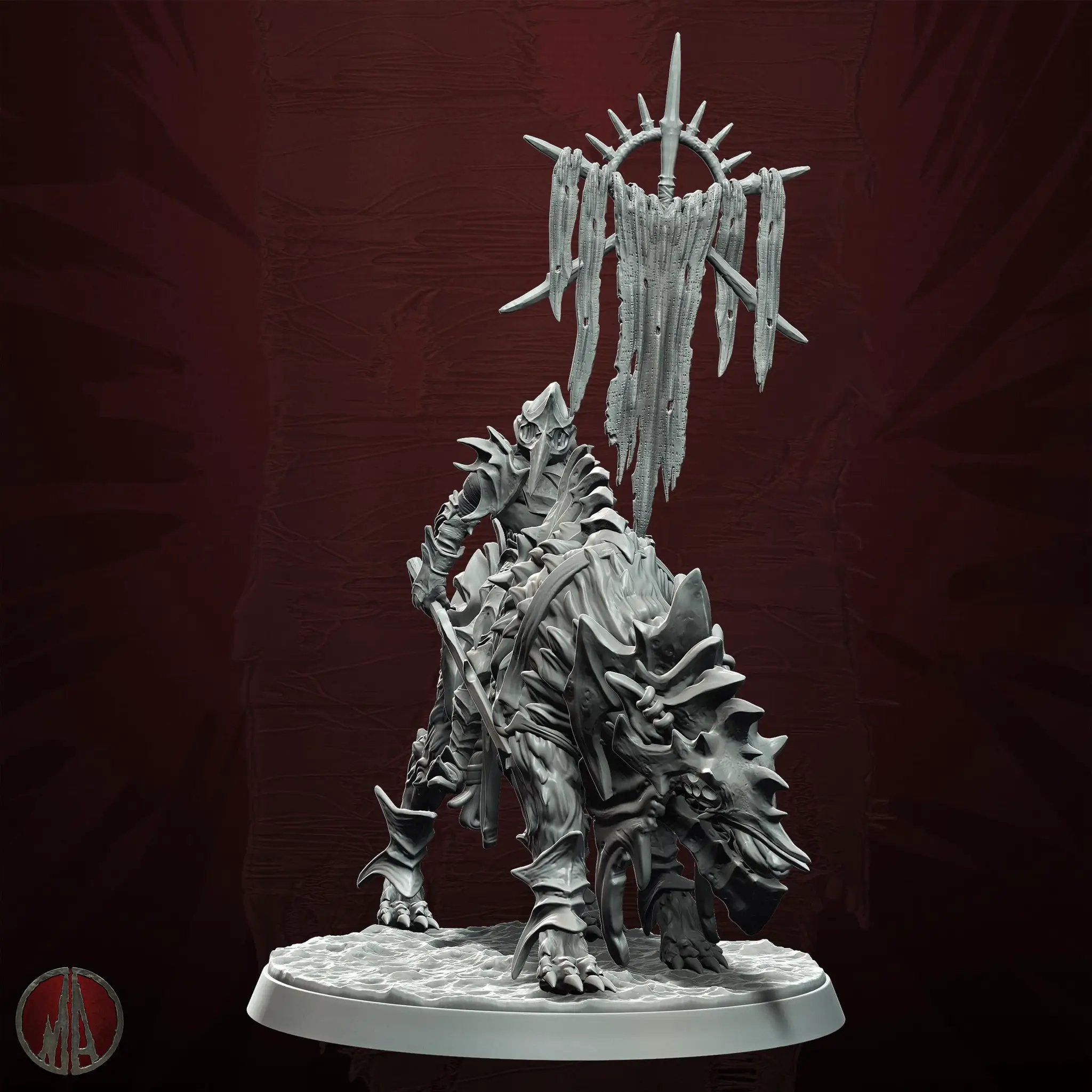 3D printed Orc Dire Wolf Riders miniature by Last Hope Miniatures, featuring orcs riding large wolves with detailed sculpting.