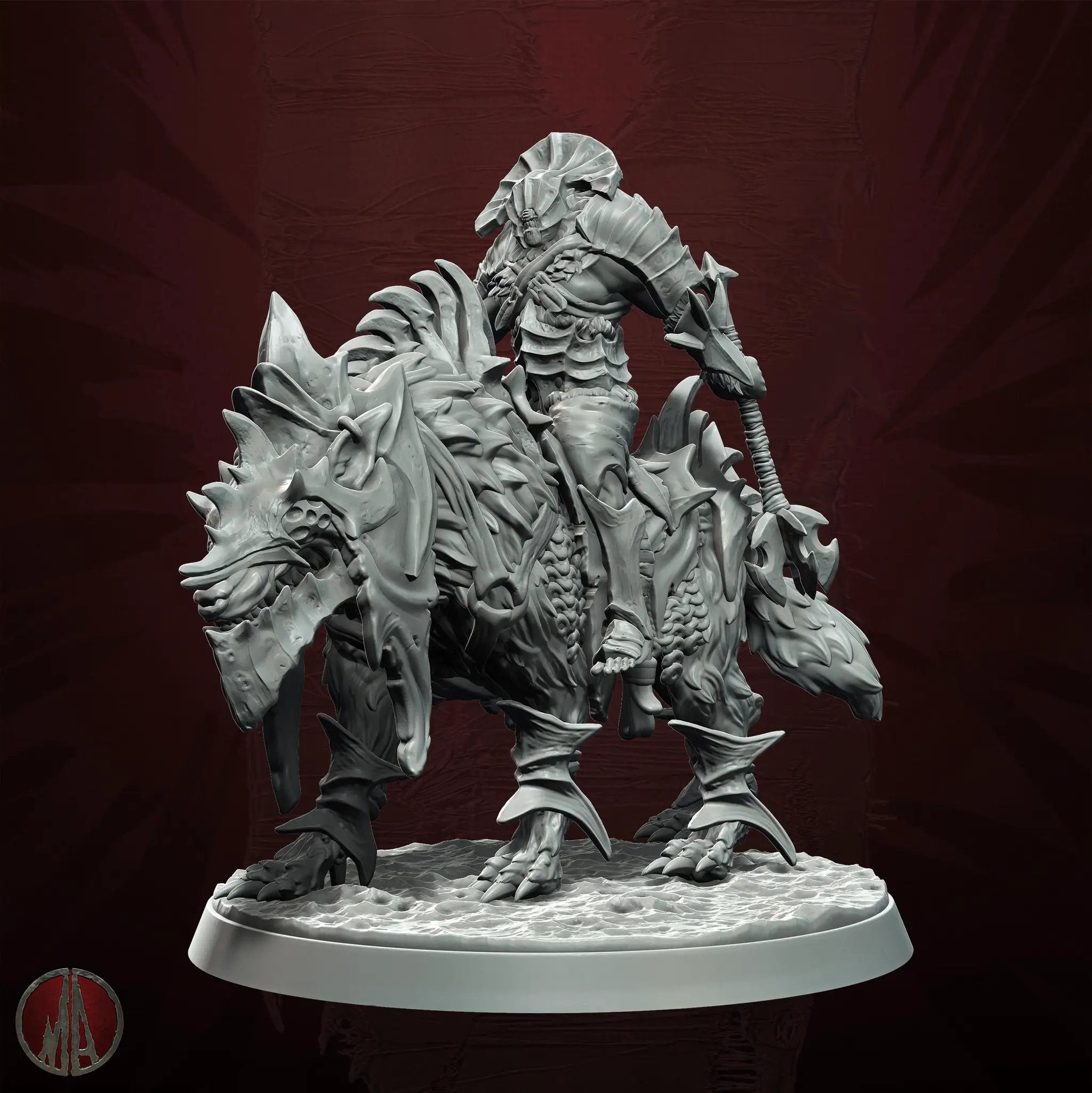 3D printed Orc Dire Wolf Riders miniatures by Last Hope Miniatures, featuring orcs riding fierce wolves in detailed sculpting.