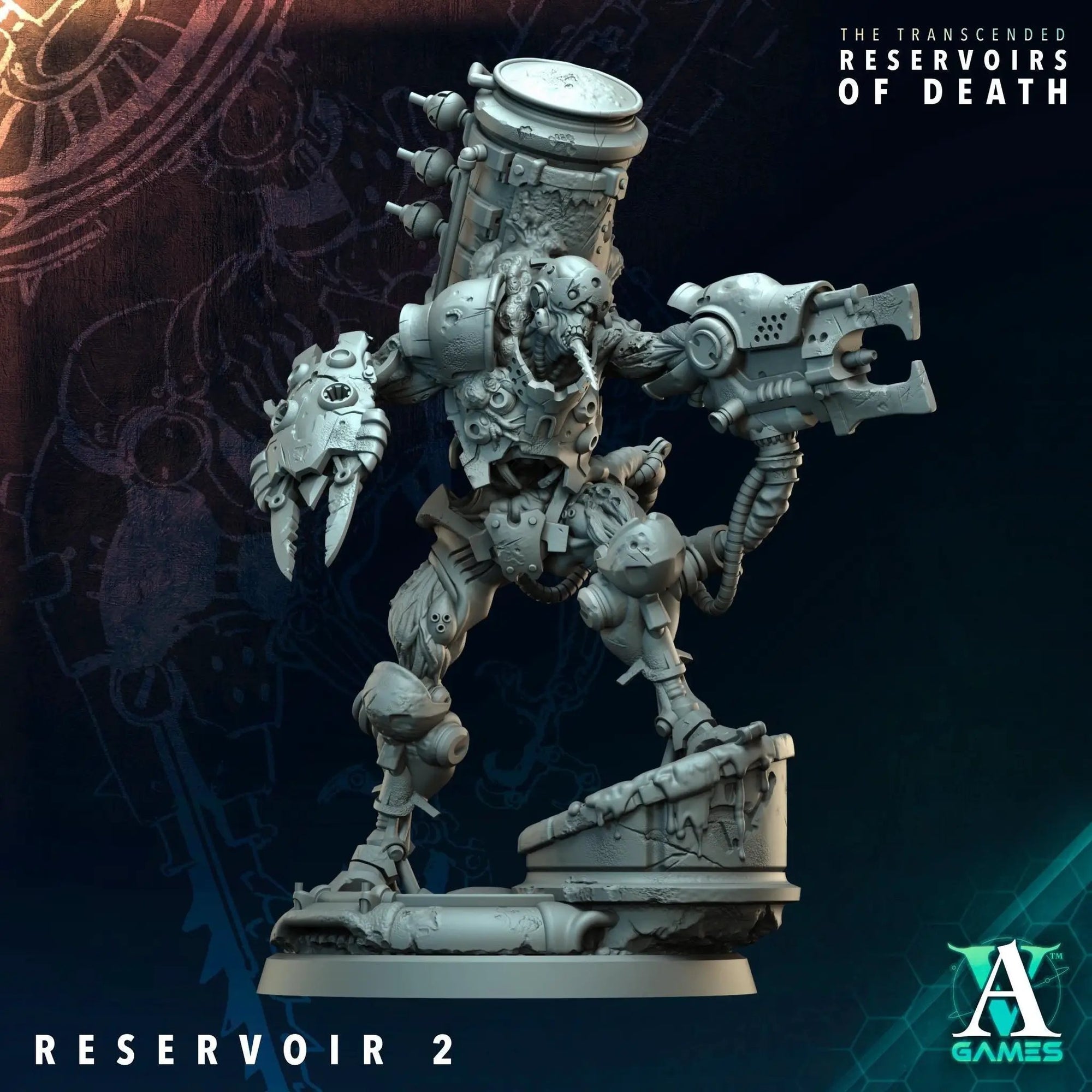 3D printed reservoirs from Last Hope Miniatures by Archvillain Games, detailed miniature terrain pieces for tabletop gaming.