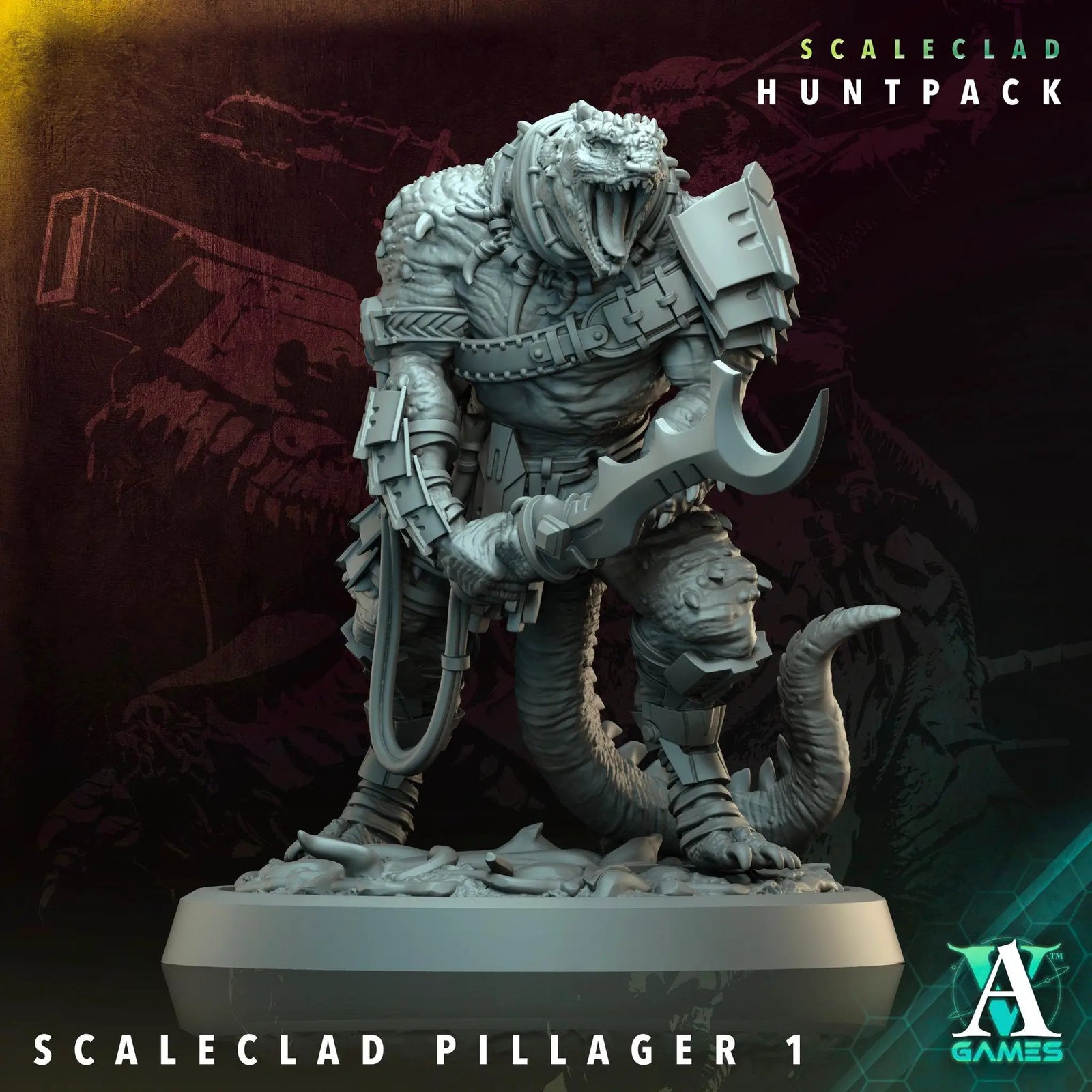 3D printed Scaleclad Pillagers miniatures by Last Hope Miniatures, featuring detailed armored figures from Archvillain Games.
